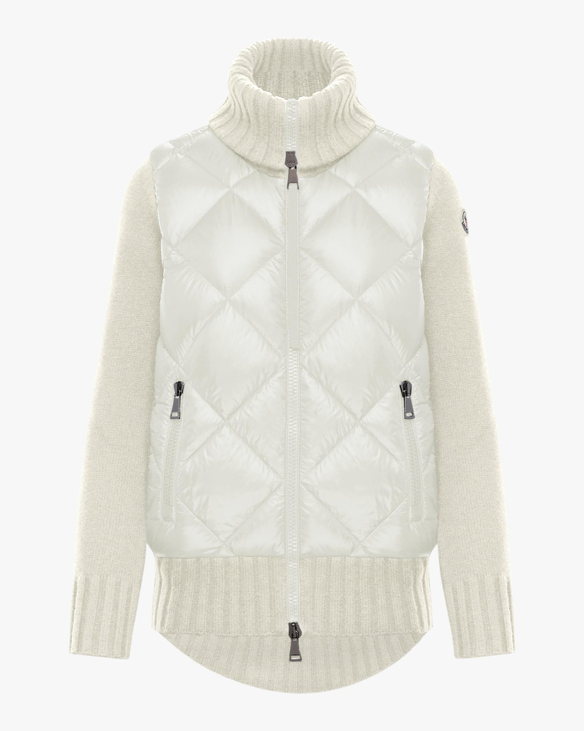 Moncler Synthetic Women's Diamond-quilted Puffer Cardigan in White | Lyst