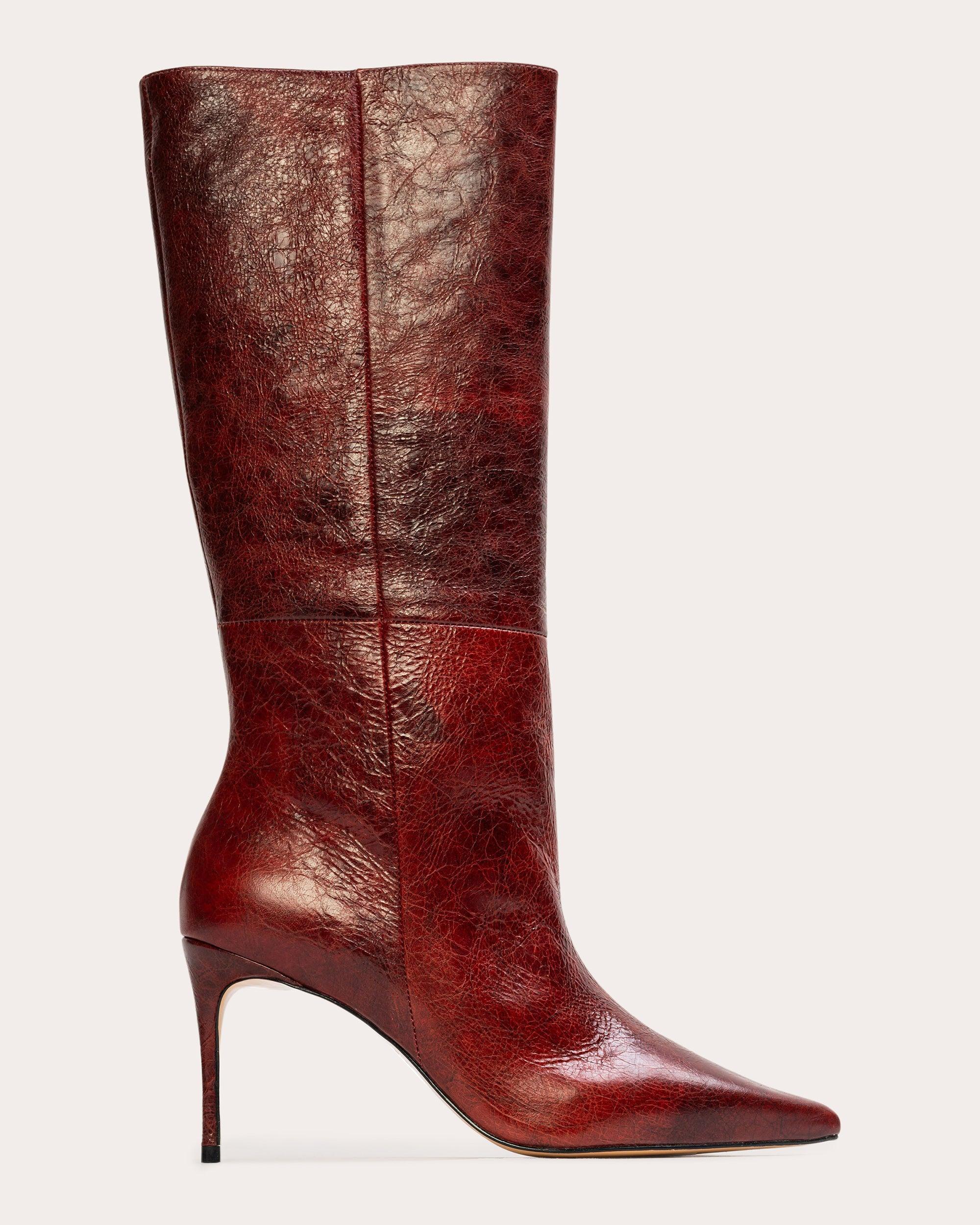 Black Suede Studio Suede Studio Friday 80 Crinkled Leather Knee High Boot in Red Lyst