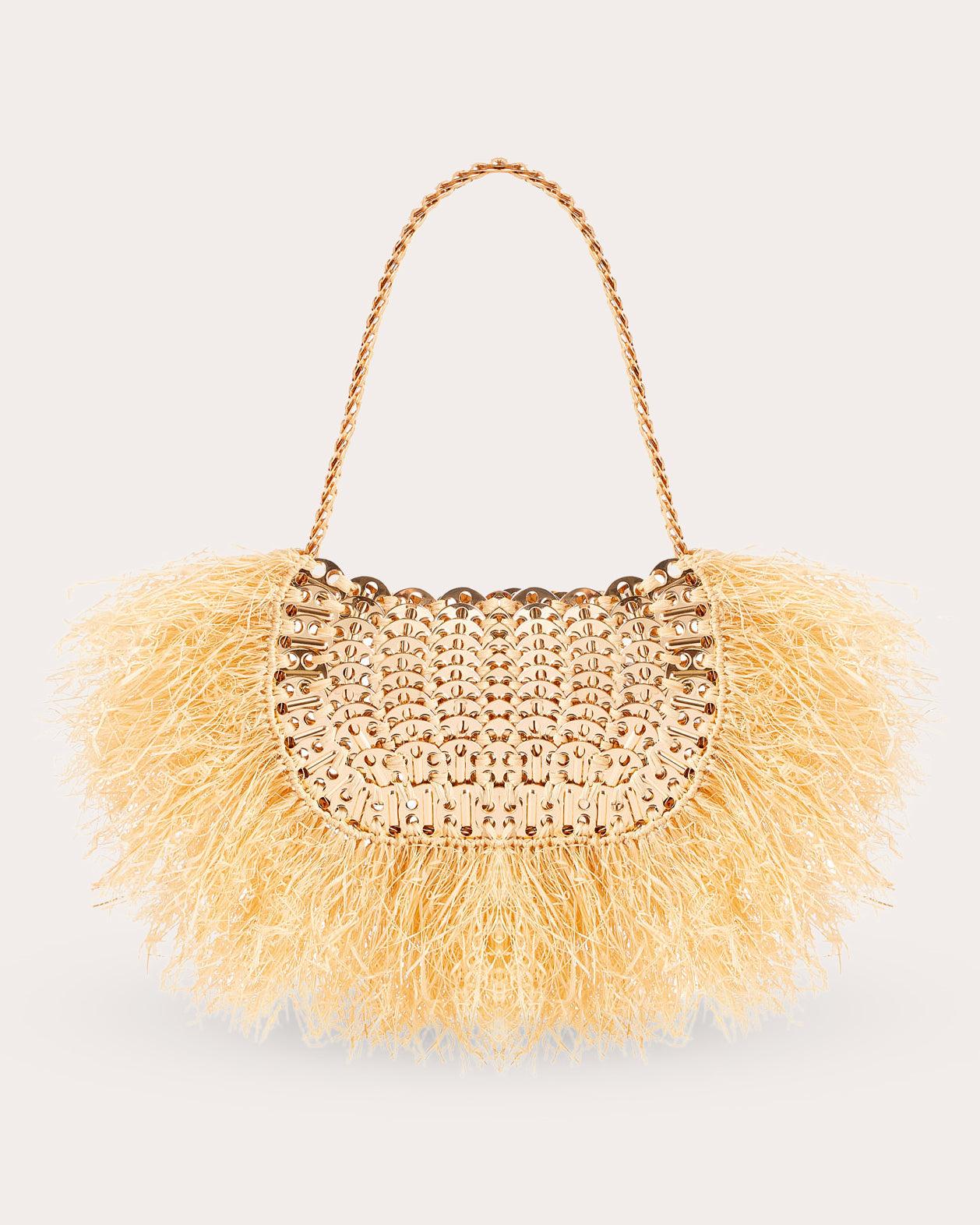 Rabanne Iconic 1969 Raffia Fringe Nano Bag in Natural | Lyst