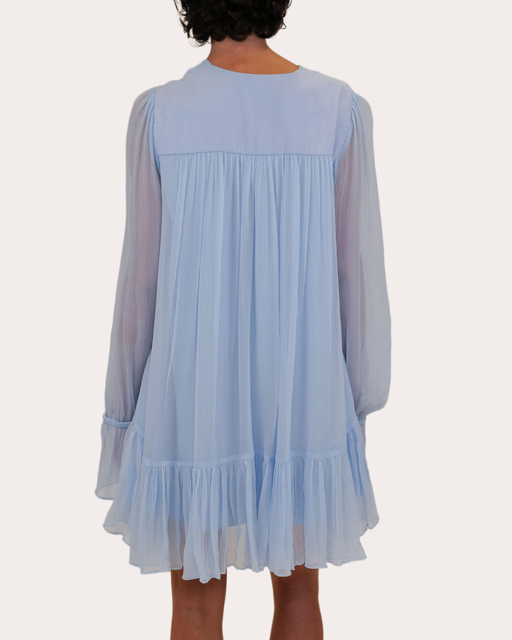 basque waist dress blue Sherri Hill Basque Waist Corset Ruffle Prom Dress 56911 Light Blue / 16 main image 0
