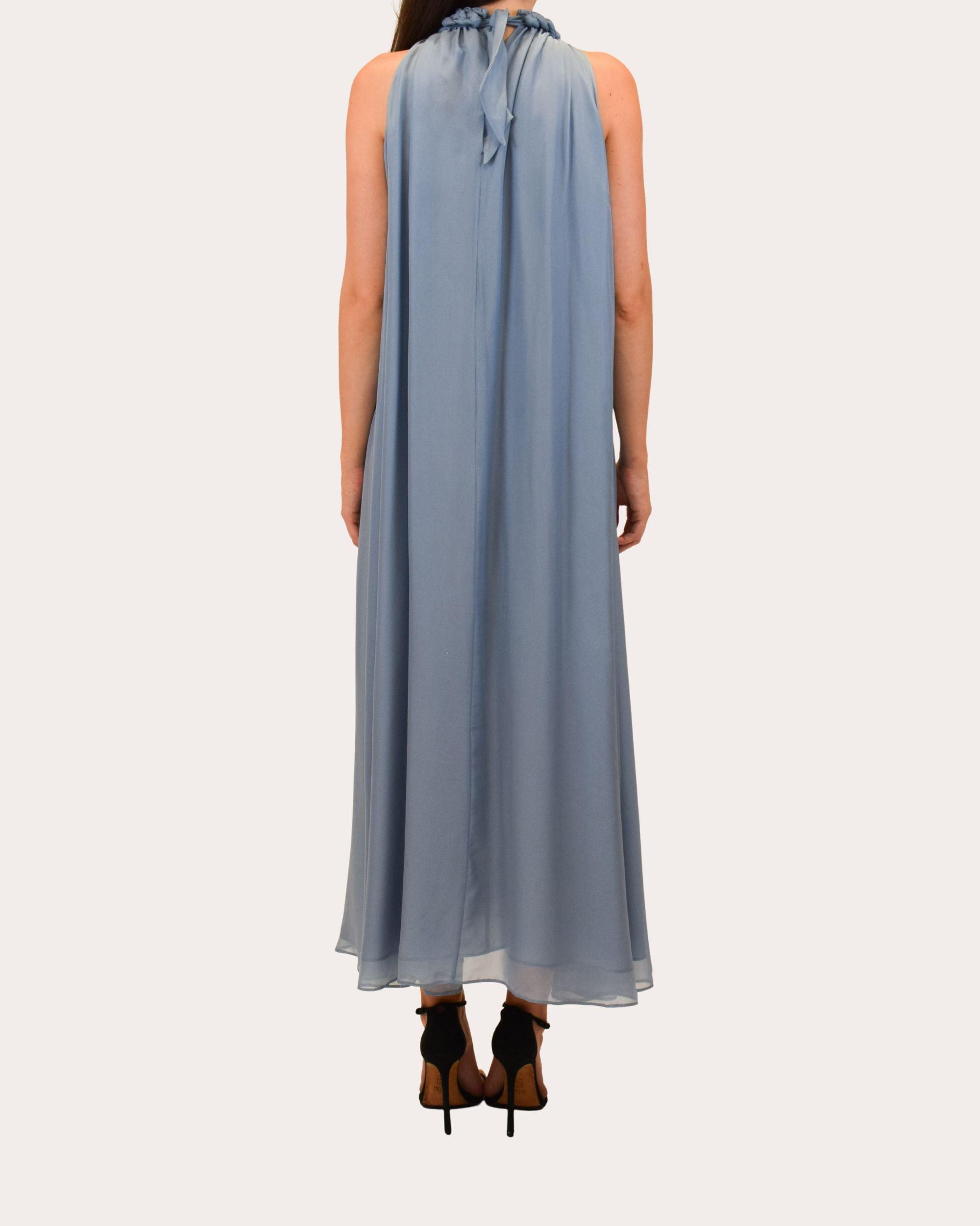 basque waist dress blue ZAPAKA Women Blue White Flower Long Plus Size Prom Dress with Slit Basque Waist A-Line Sweetheart Tiered Party Dress, Blue / US18W main image 0