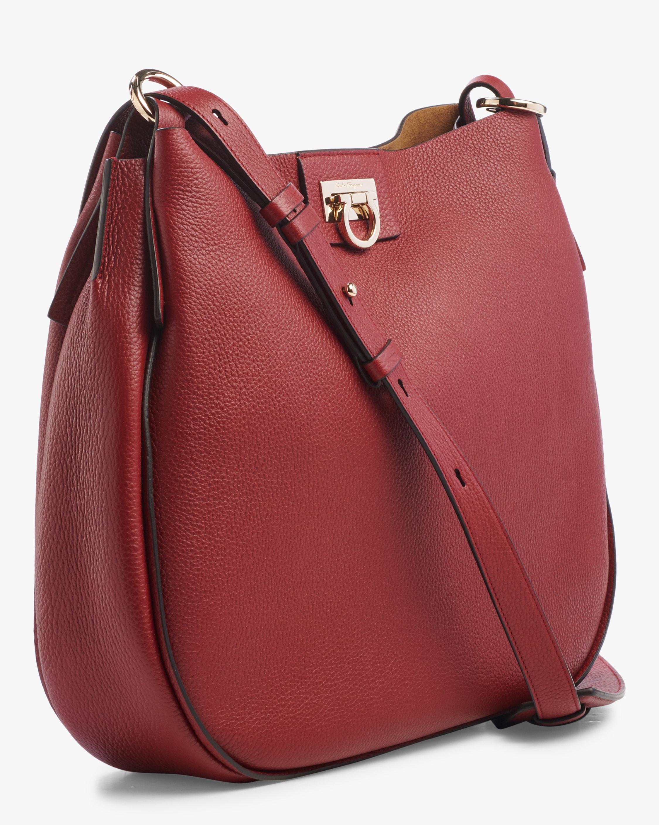 Ferragamo Leather Runway Reverse Hobo Bag in Red - Lyst