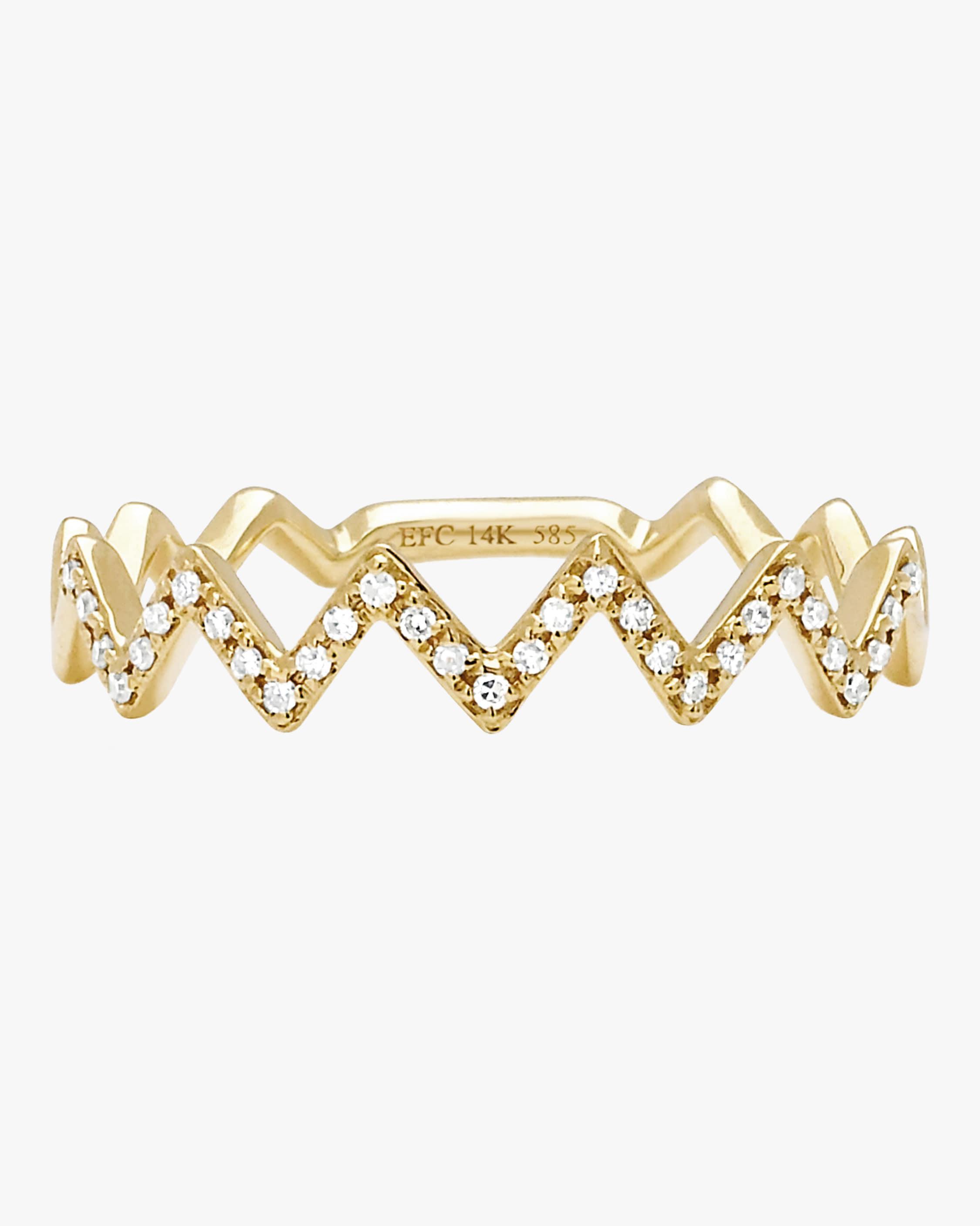 EF Collection Diamond Zig Zag Stack Ring in Yellow Gold (Metallic) - Lyst