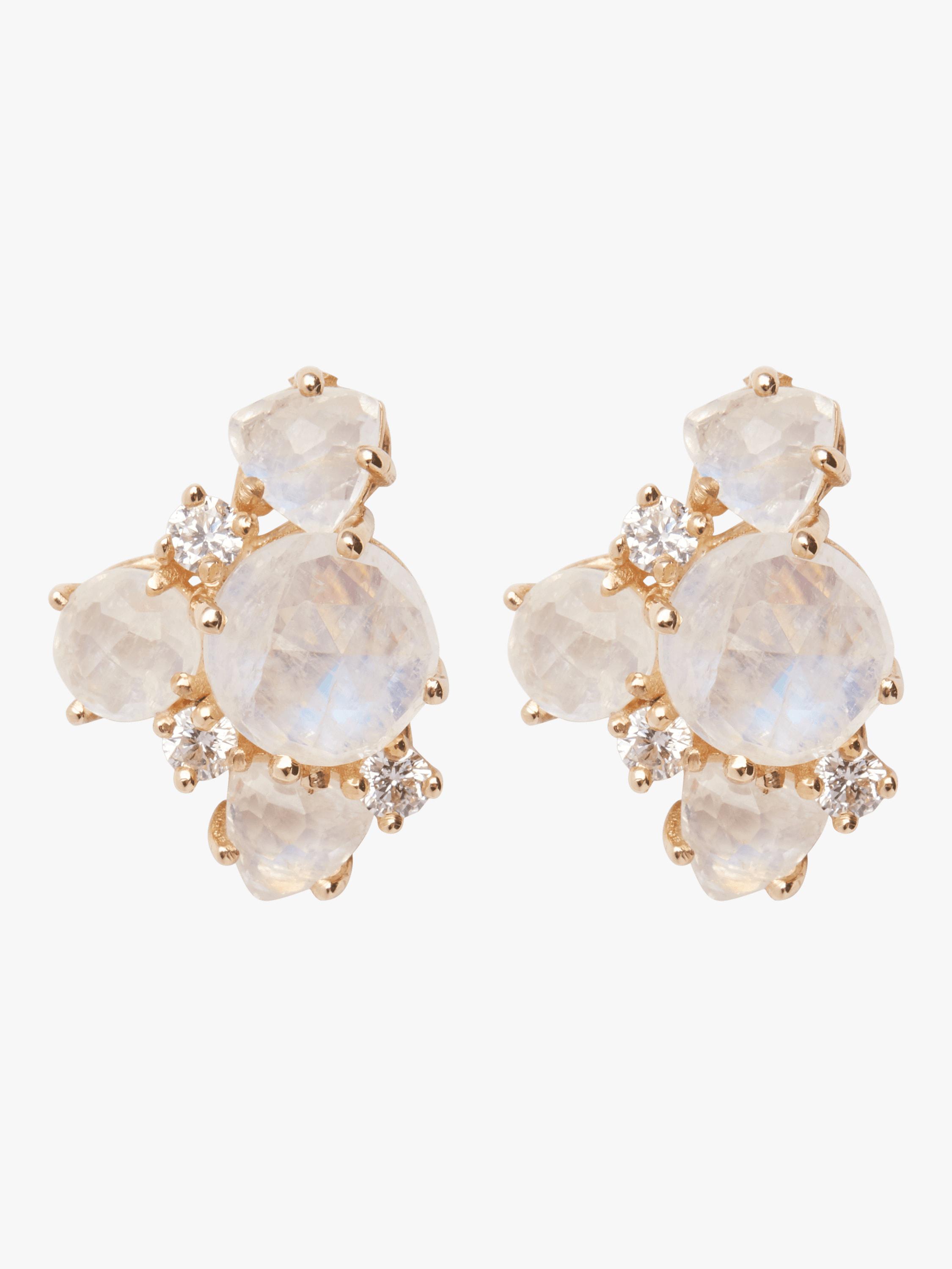 Trillion Rainbow Moonstone Stud Earrings Trillion Rainbow Moonstone Stud Earrings