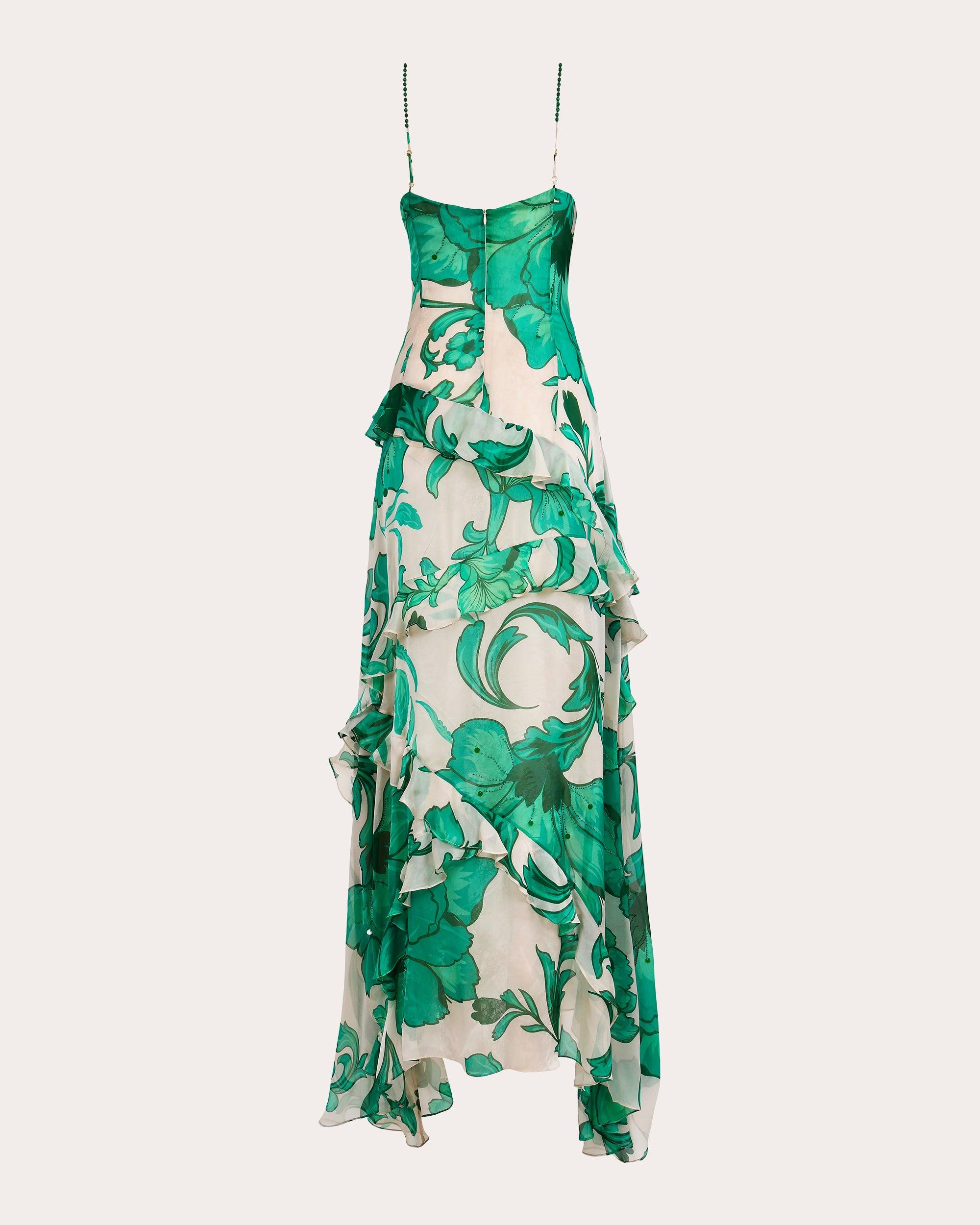 francescas green floral dress Vickie Floral Tiered Midi Dress