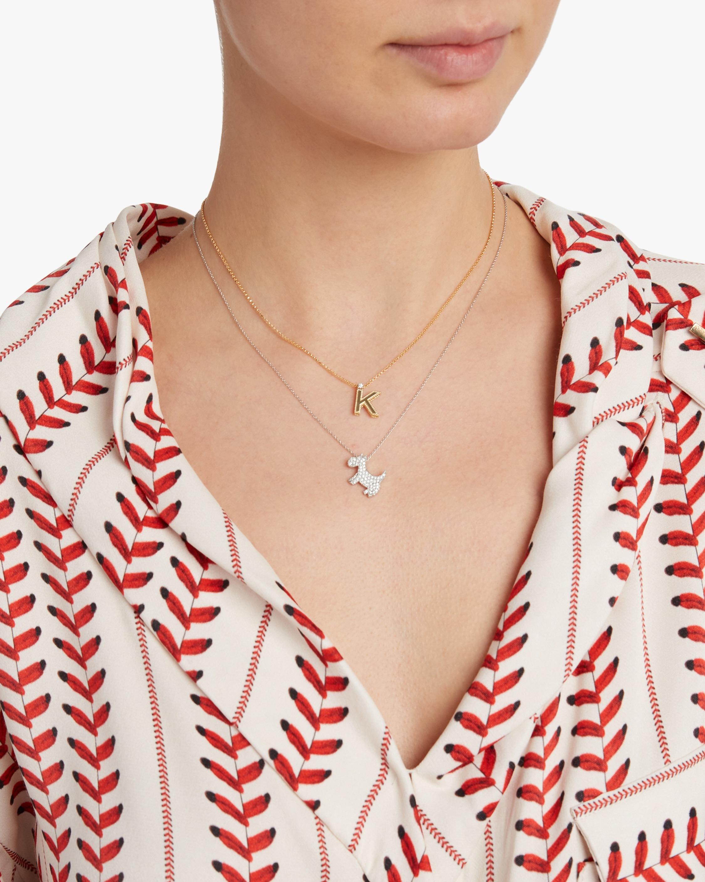 Roberto Coin Princess Diamond Letter K Pendant Necklace In Yellow Gold Metallic Lyst