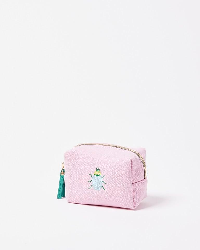 Oliver Bonas Betsie Beetle Embroidered Cosmetic Bag in Pink Lyst