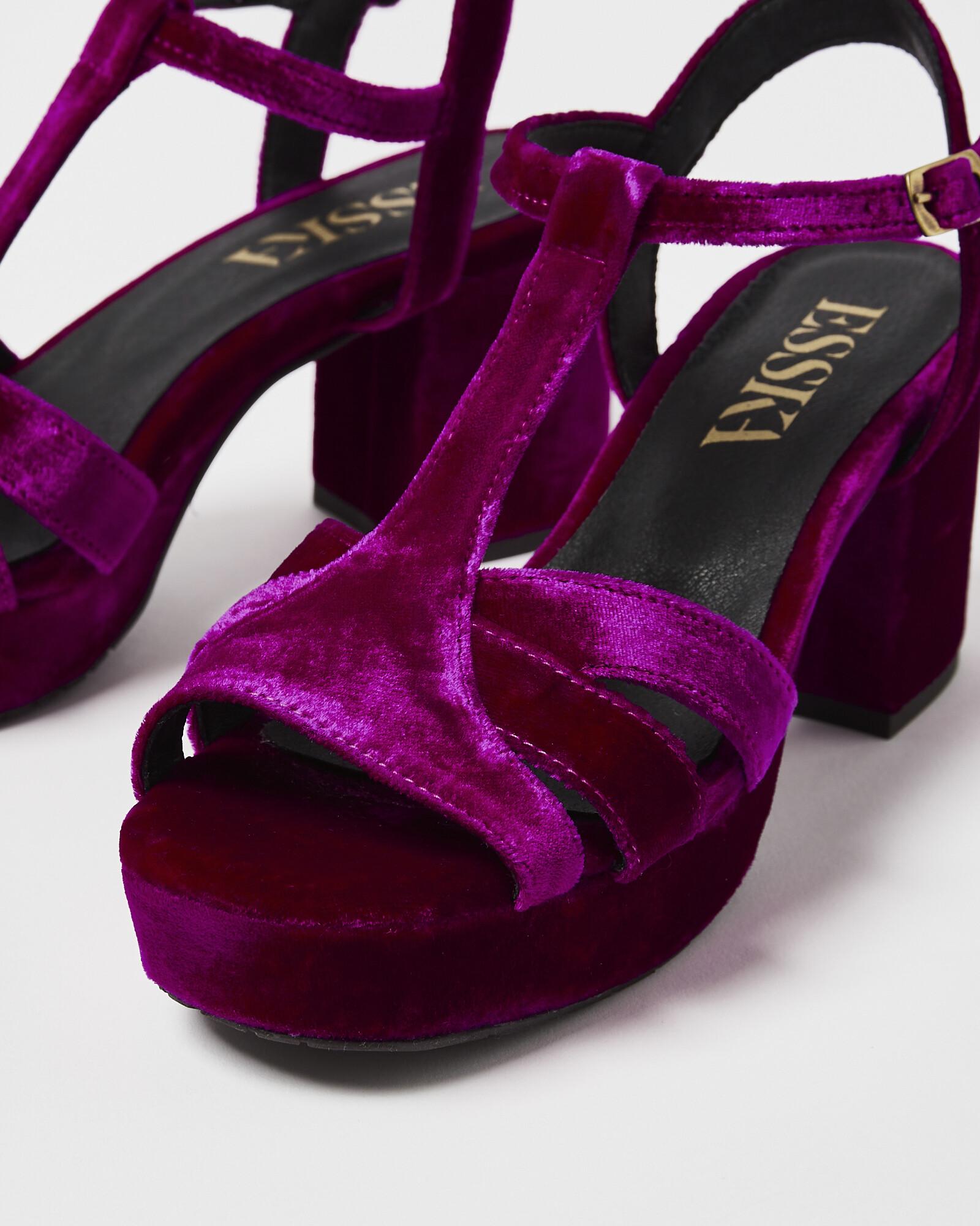 Esska Charlie Magenta Velvet Heeled Sandals, Size Uk in Purple