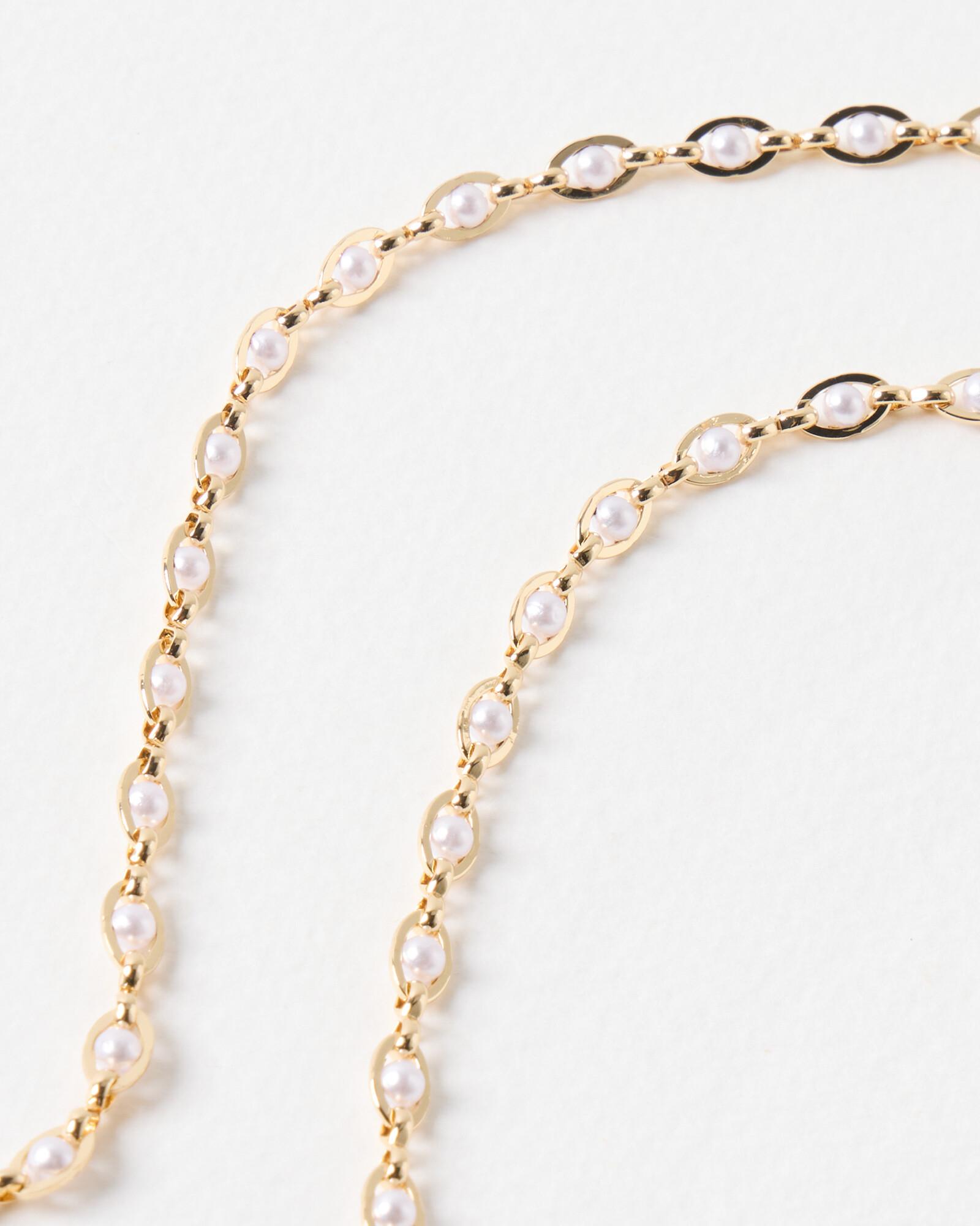 Oliver Bonas Caitlin Faux Pearl Gold Tone Glasses Chain in Natural