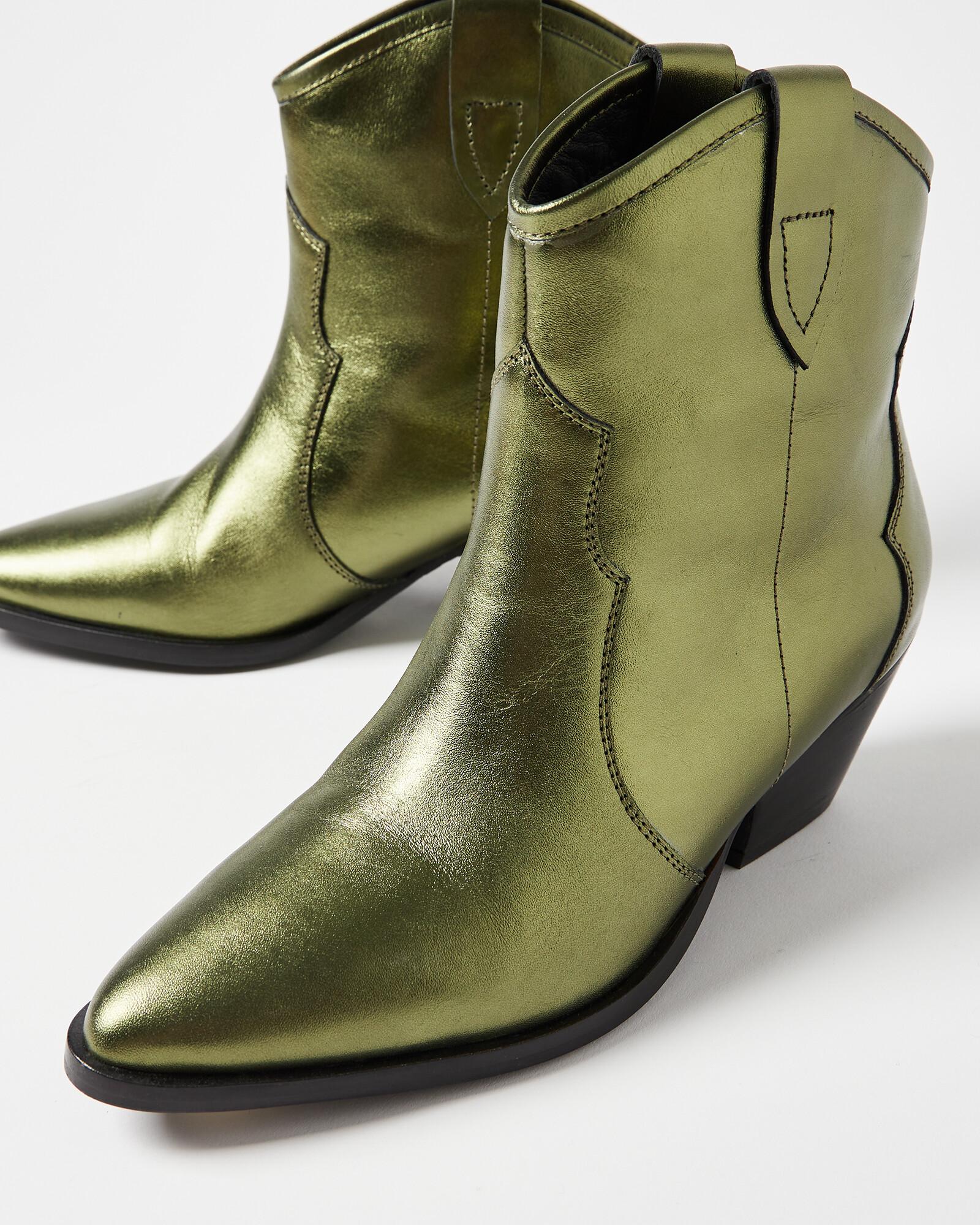 Oliver Bonas Metallic Green Leather Cowboy Boots, Size Uk Lyst UK