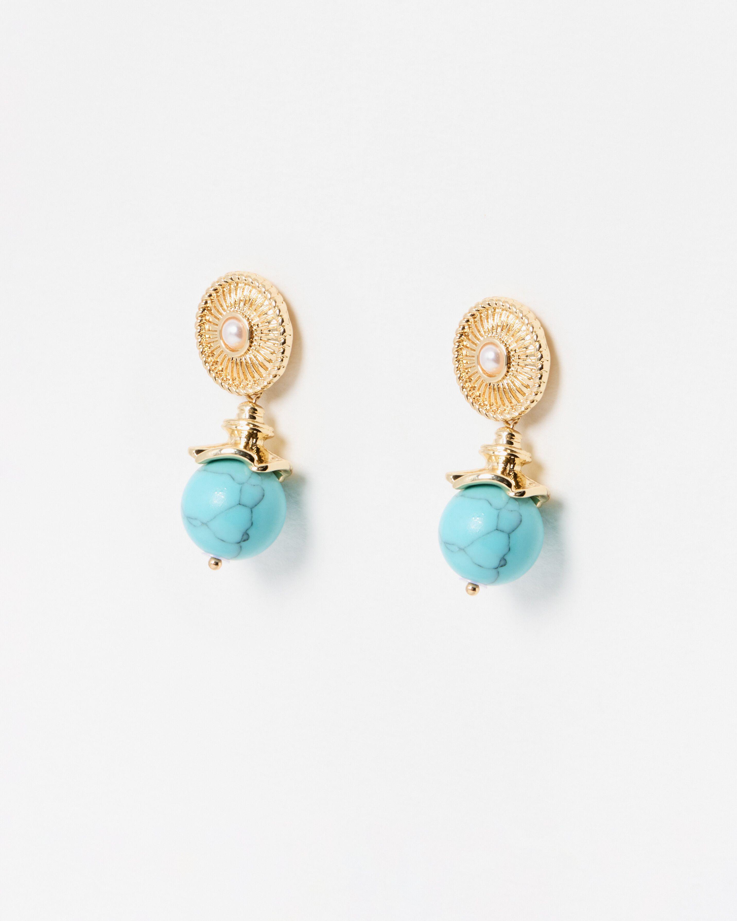 Oliver Bonas Azalea Bead Drop Circular Stud Earrings in Blue Lyst UK