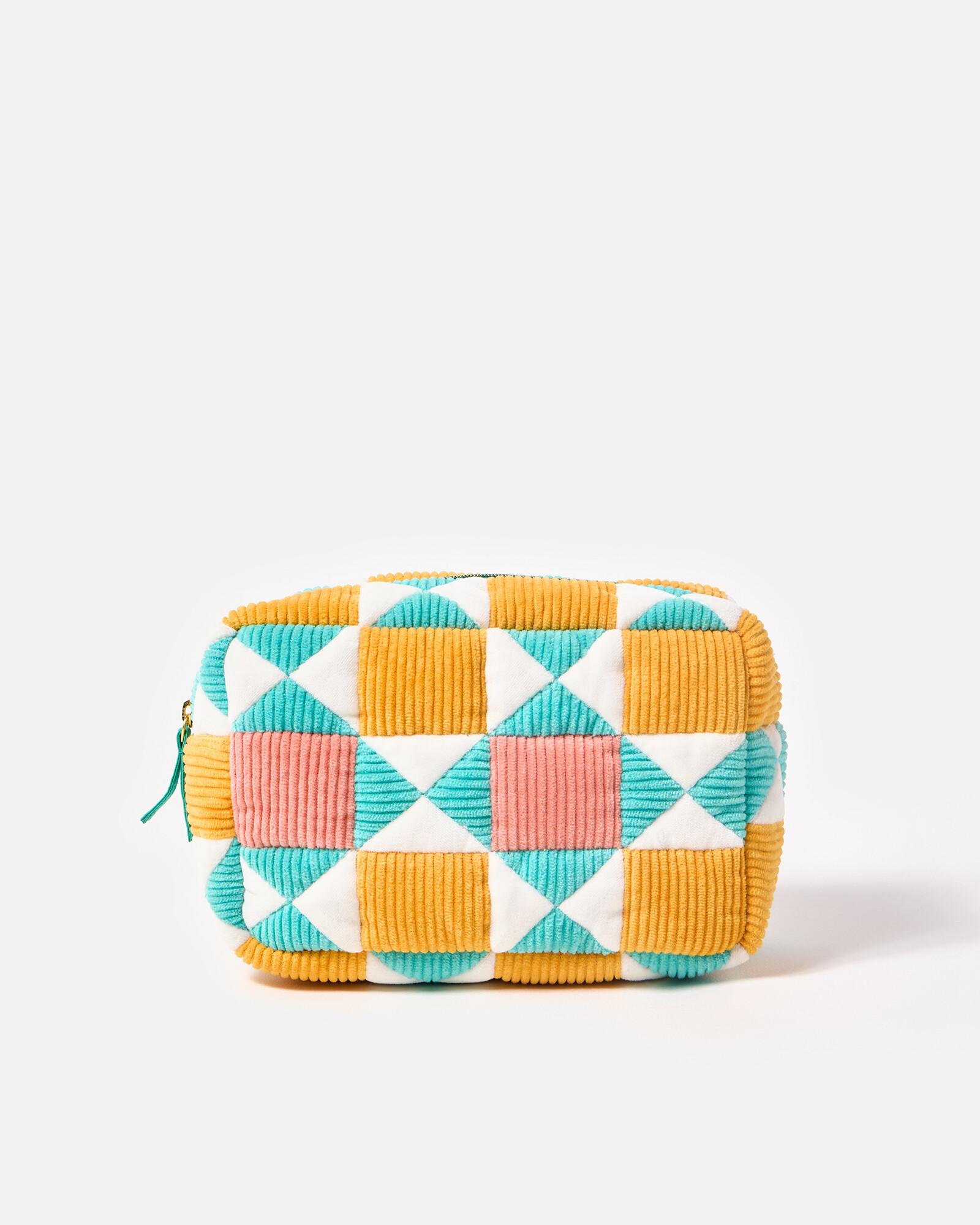 Oliver Bonas Blue Yellow Patchwork Corduroy Wash Bag Lyst UK
