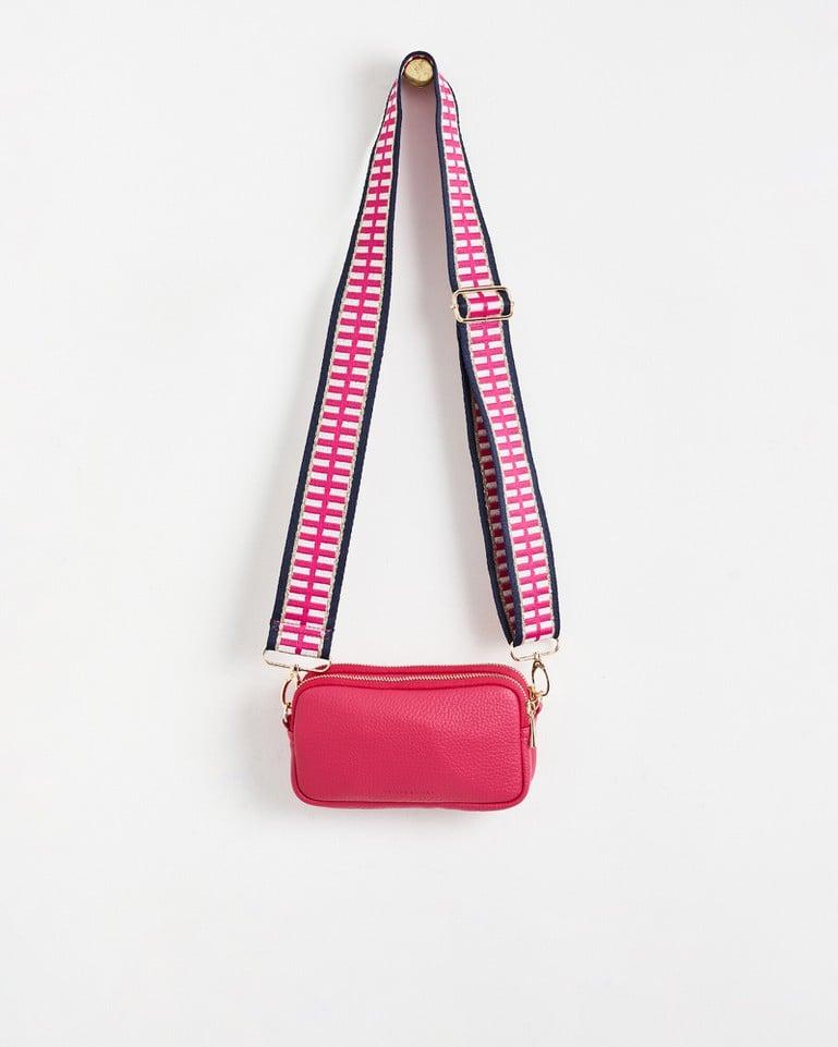 Oliver Bonas Naha Woven Wide Strap Crossbody Bag in Pink