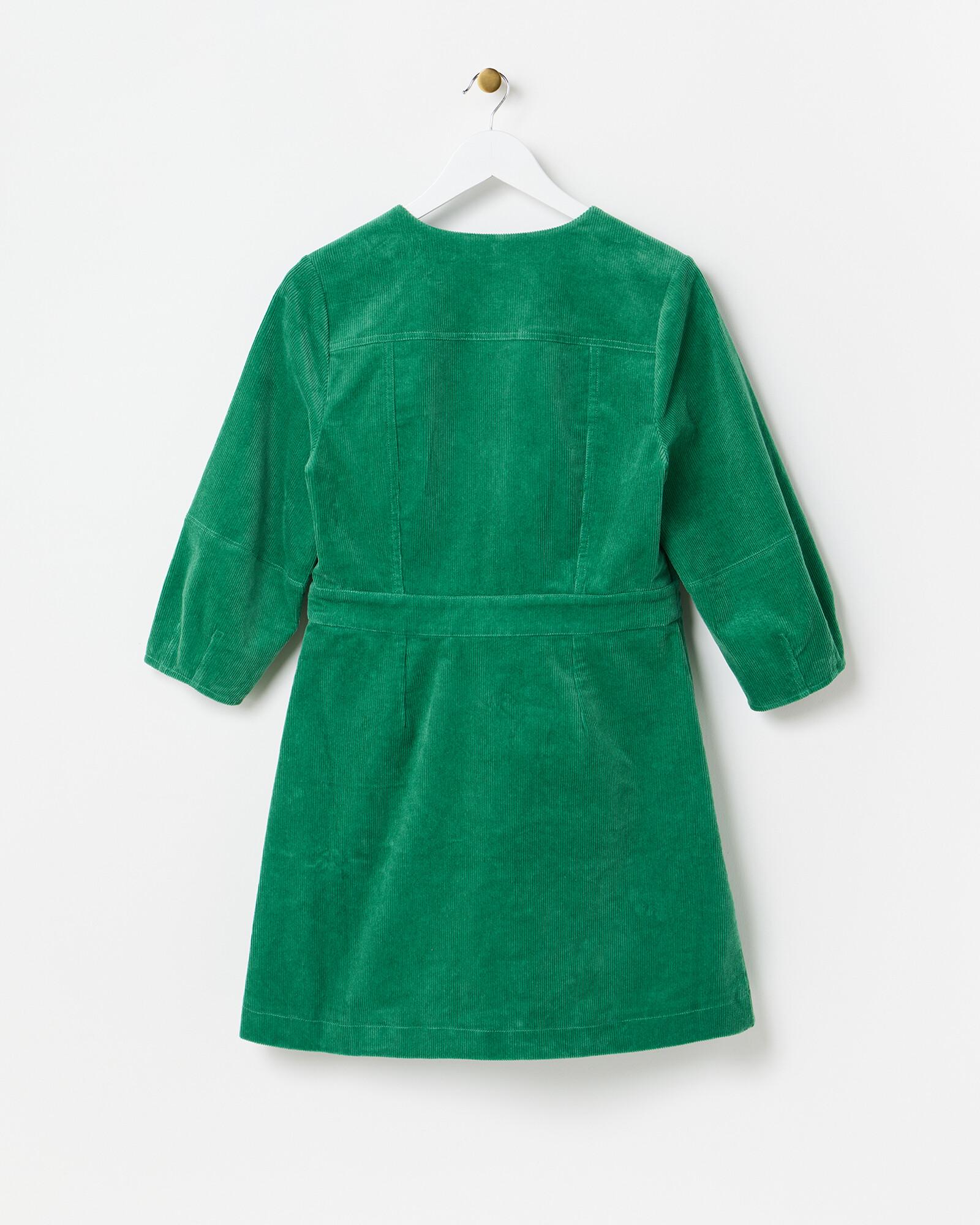 Oliver Bonas Corduroy V-neck Mini Dress, Size 6 in Green | Lyst UK