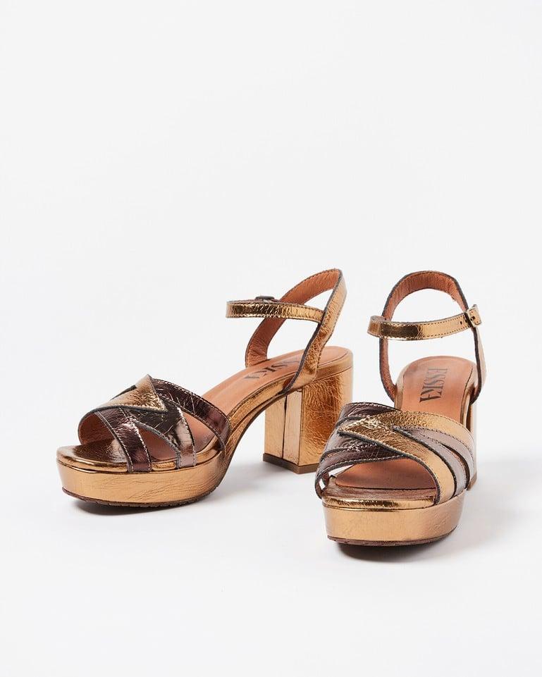 Oliver Bonas Esska Cleo Heeled Sandals in Metallic Lyst