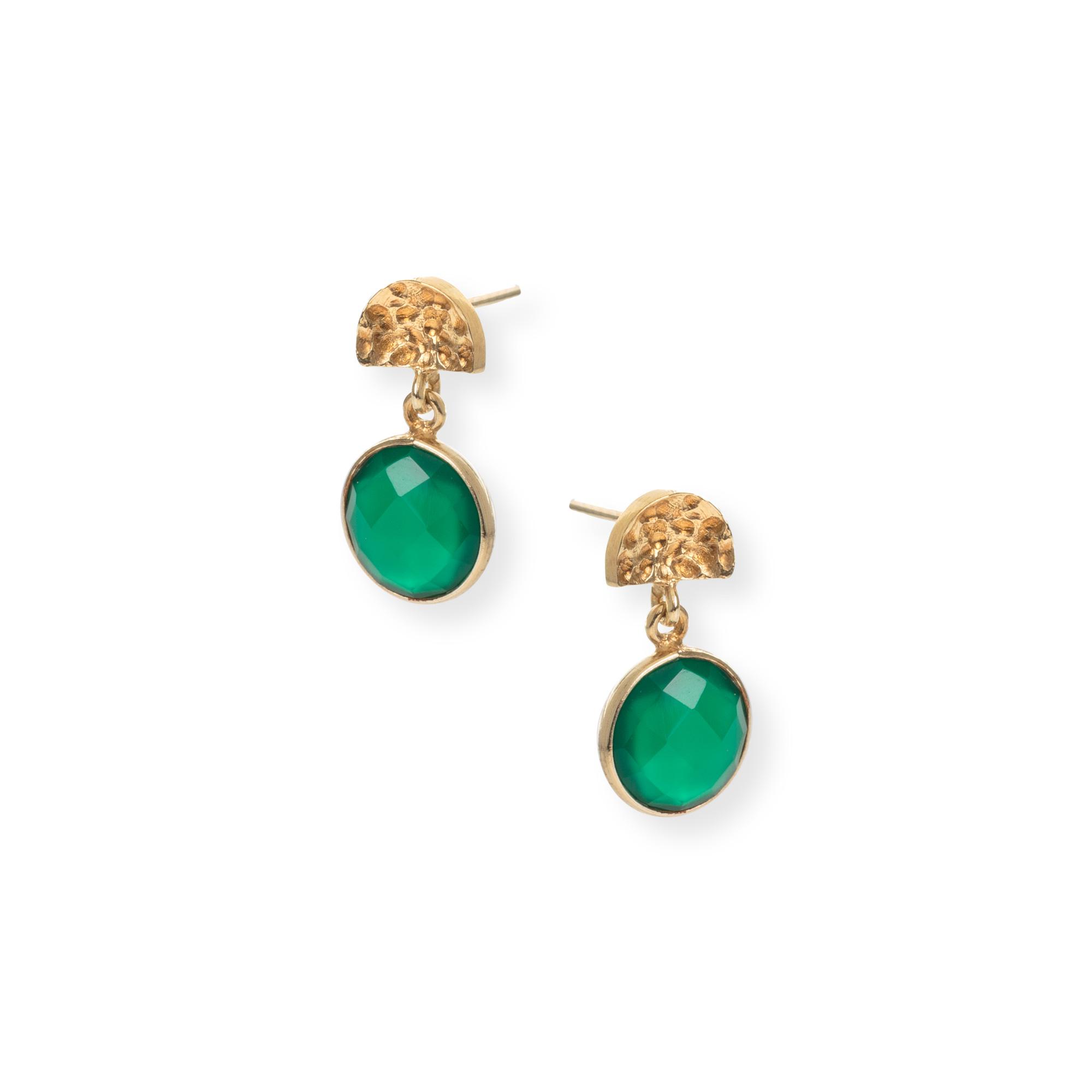 Women S Green Marisol Semi Circle Round Stone Gold Plated Drop Earrings Women S Green Marisol Semi Circle Round Stone Gold Plated Drop Earrings