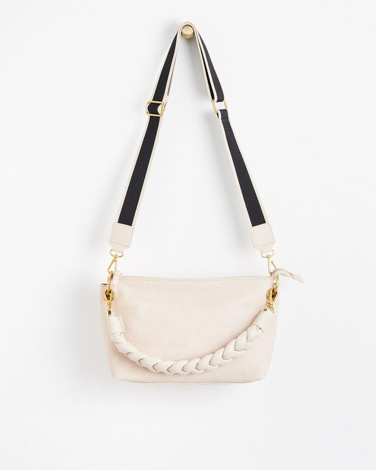 LEATHER SHOULDER BAG - Ecru White