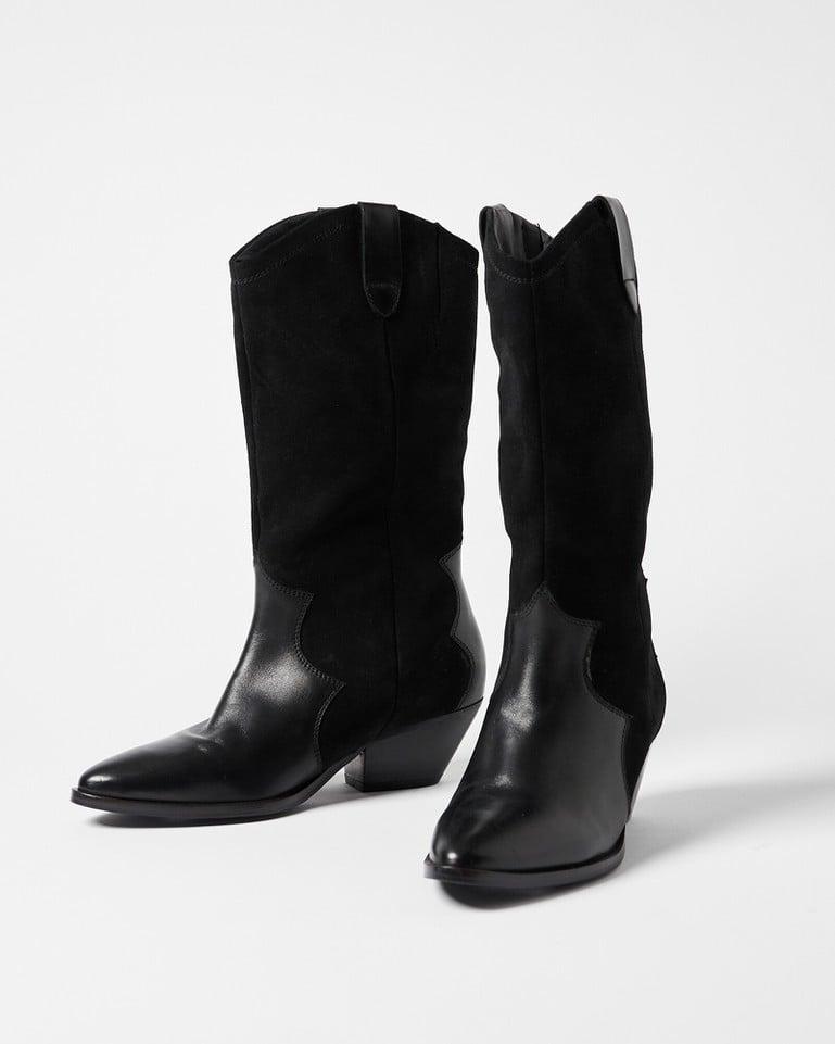 Oliver Bonas Western Leather Tall Cowboy Boots In Black Lyst