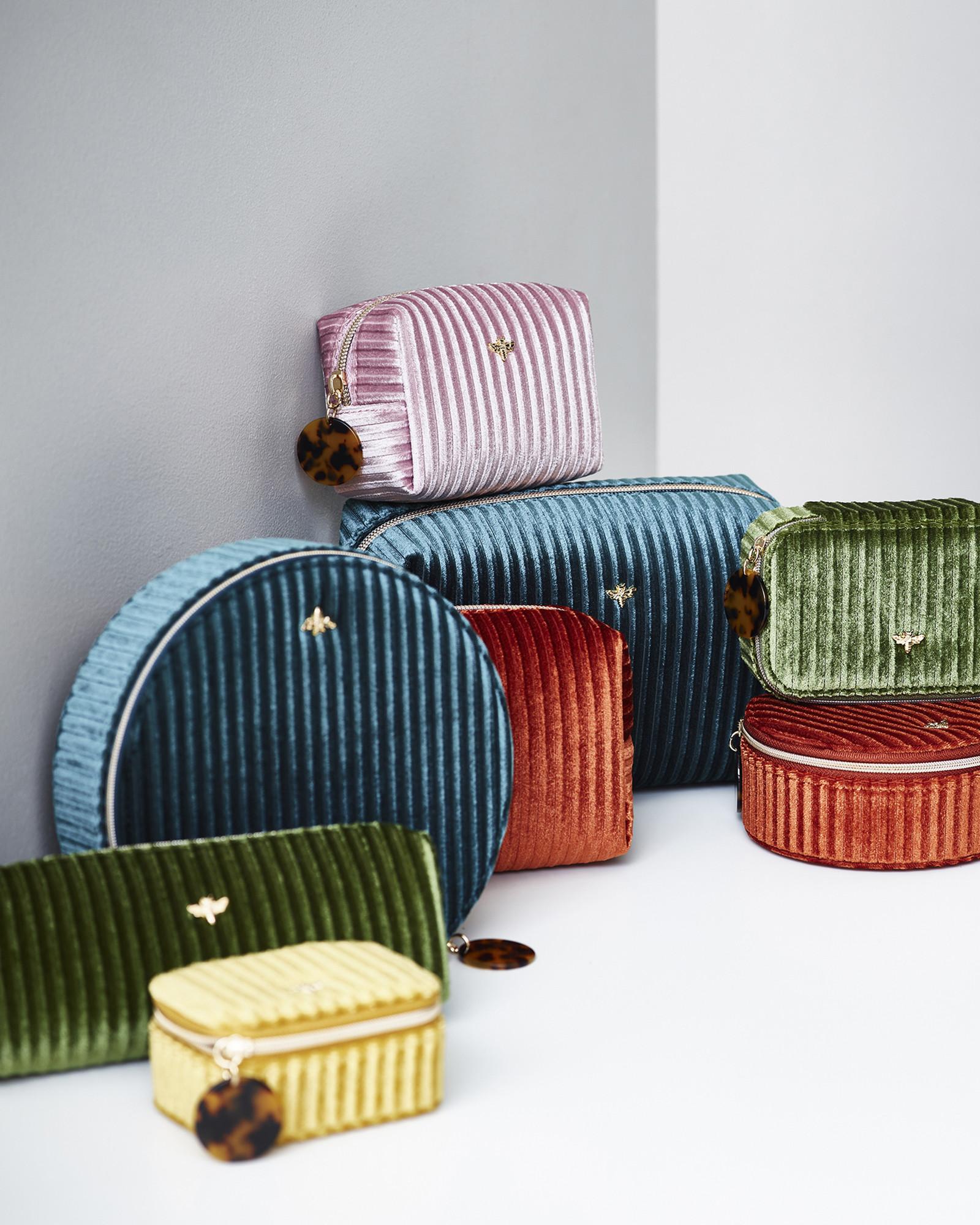 Oliver Bonas Pleated Velvet Bee Burnt Orange Makeup Bag Small Lyst