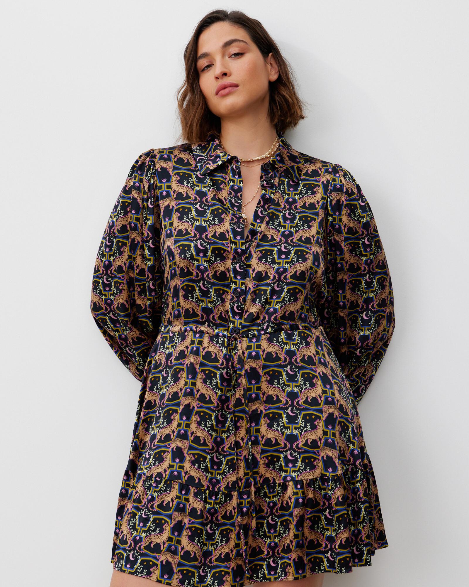 Oliver bonas teal store animal print dress