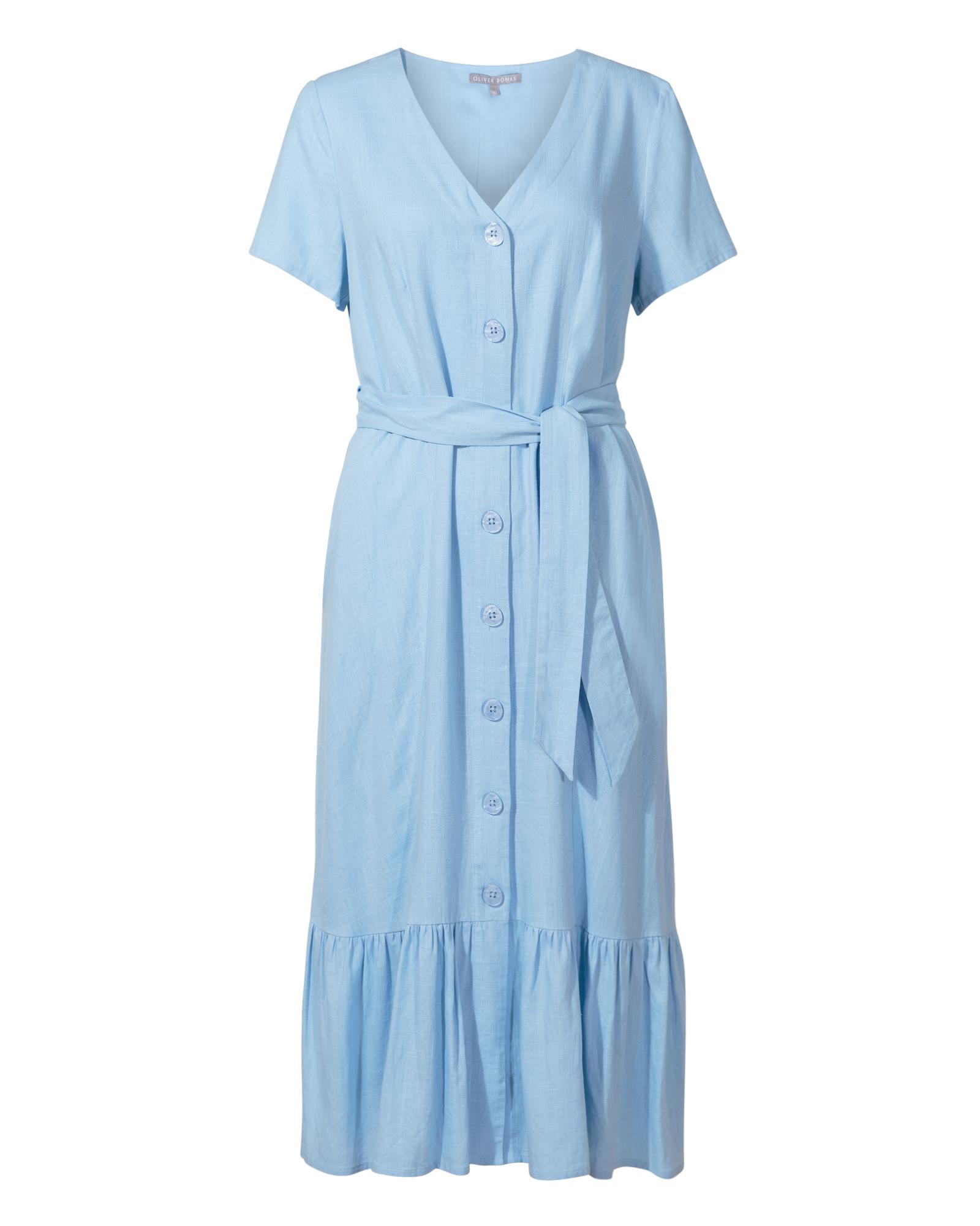 linen button through dress