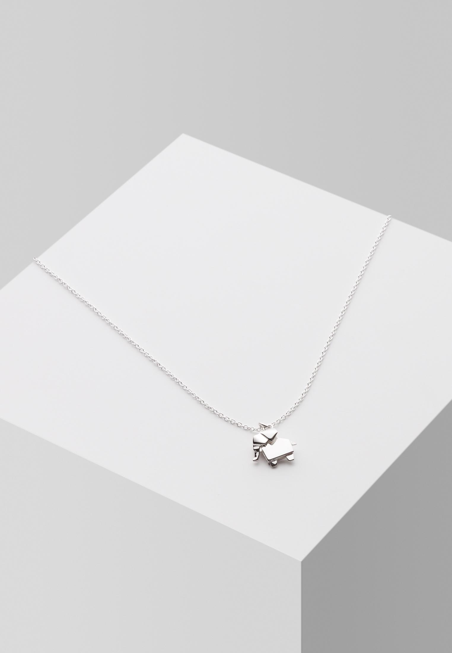 Oliver Bonas Metallic Silver Origami Elephant Necklace