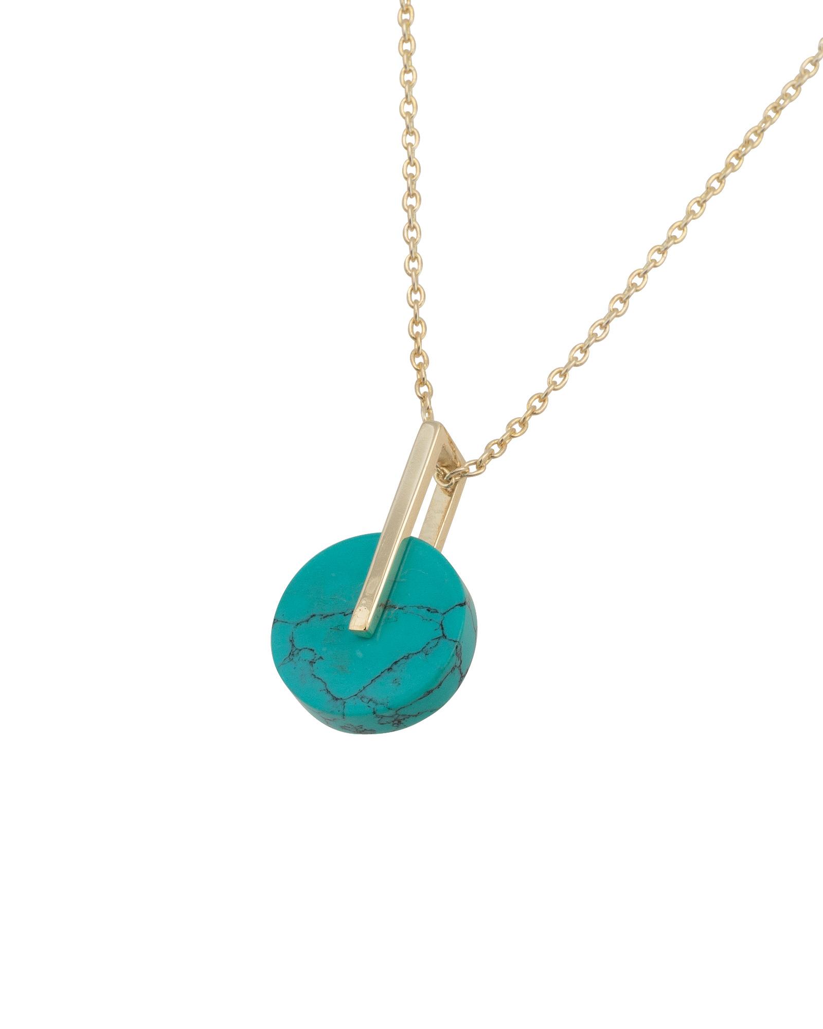 Oliver Bonas Tereza Spinning Turquoise & Gold Plated Pendant Necklace in Blue - Lyst