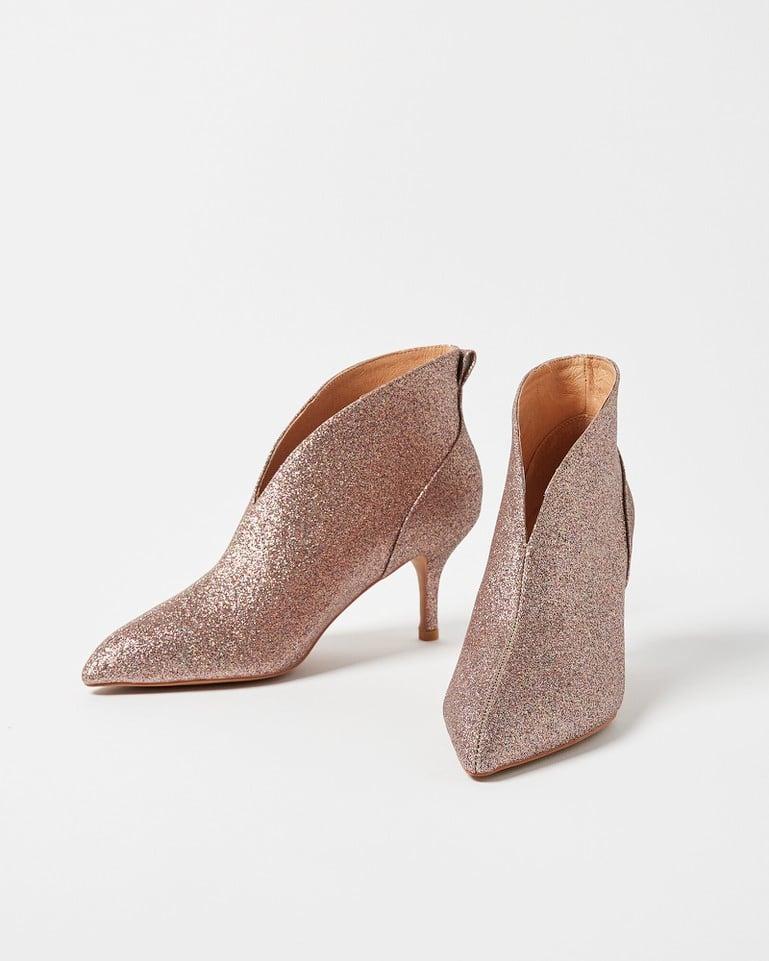 Oliver Bonas Shoe The Bear Valentine Gold Glitter Heeled Boots in Brown