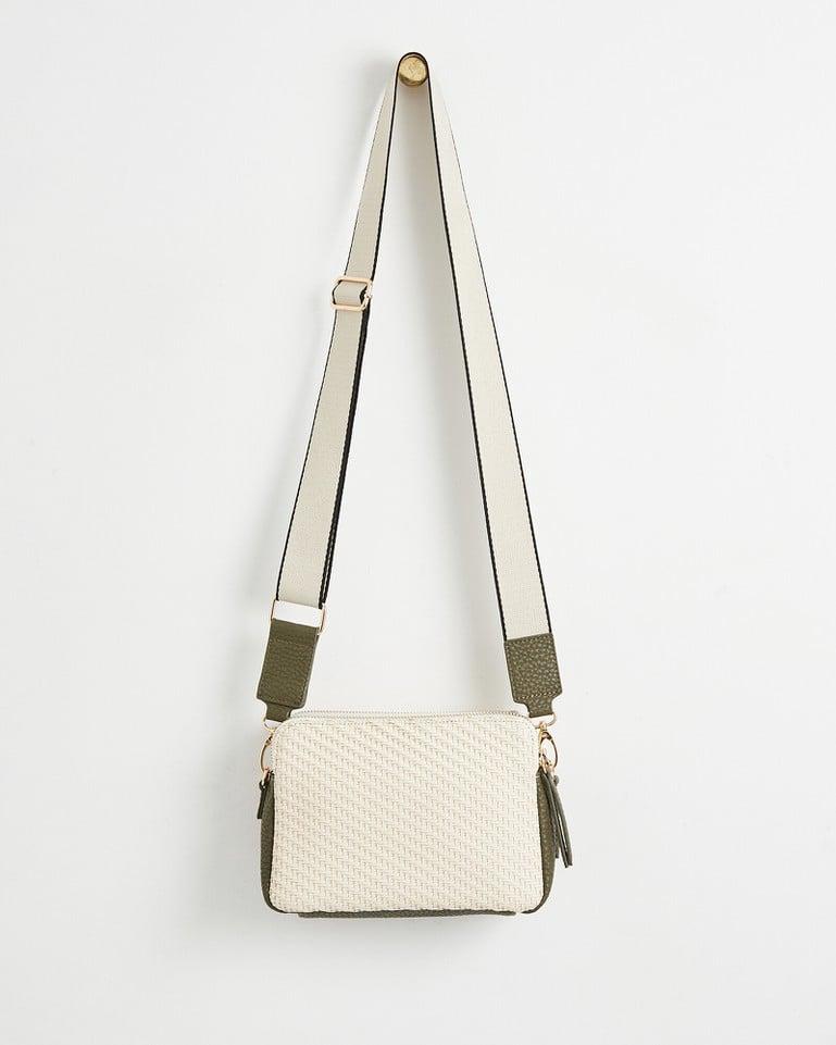 Oliver Bonas Isla Weave Crossbody Bag in White | Lyst