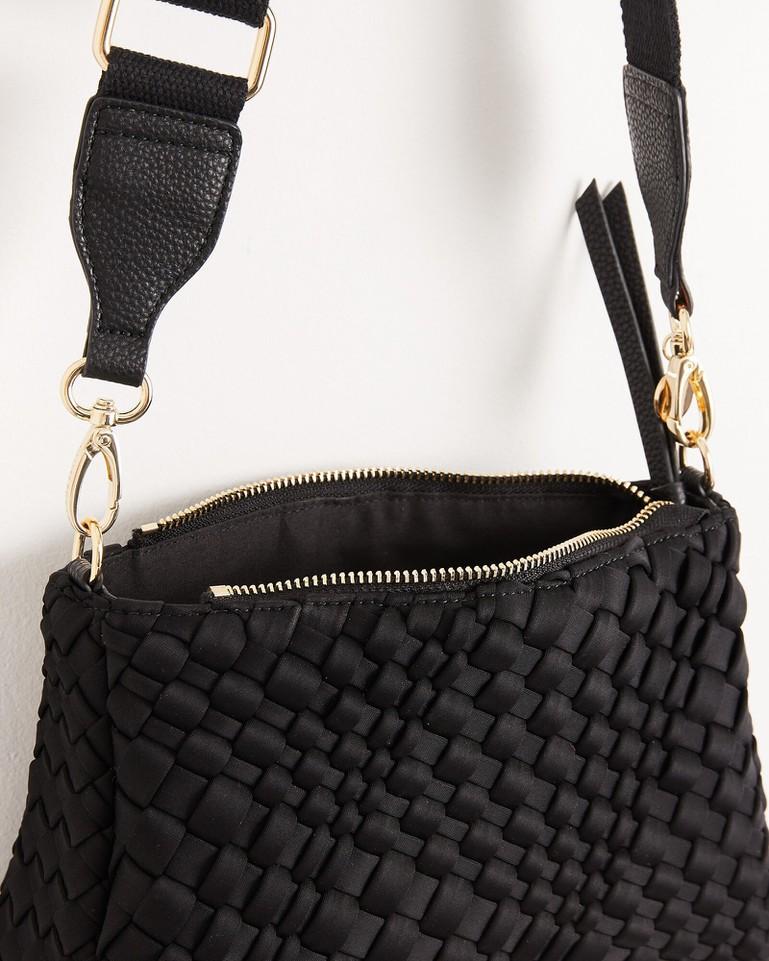 Womens Oliver Bonas Isla Black Weave Cross-body Bag - Black