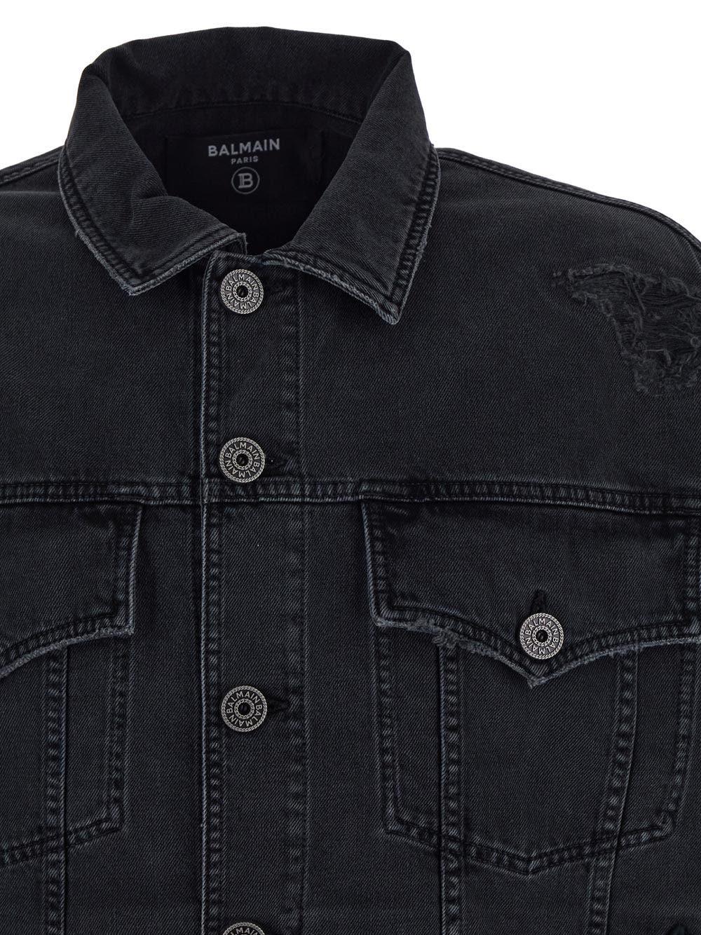 Balmain black hotsell denim jacket