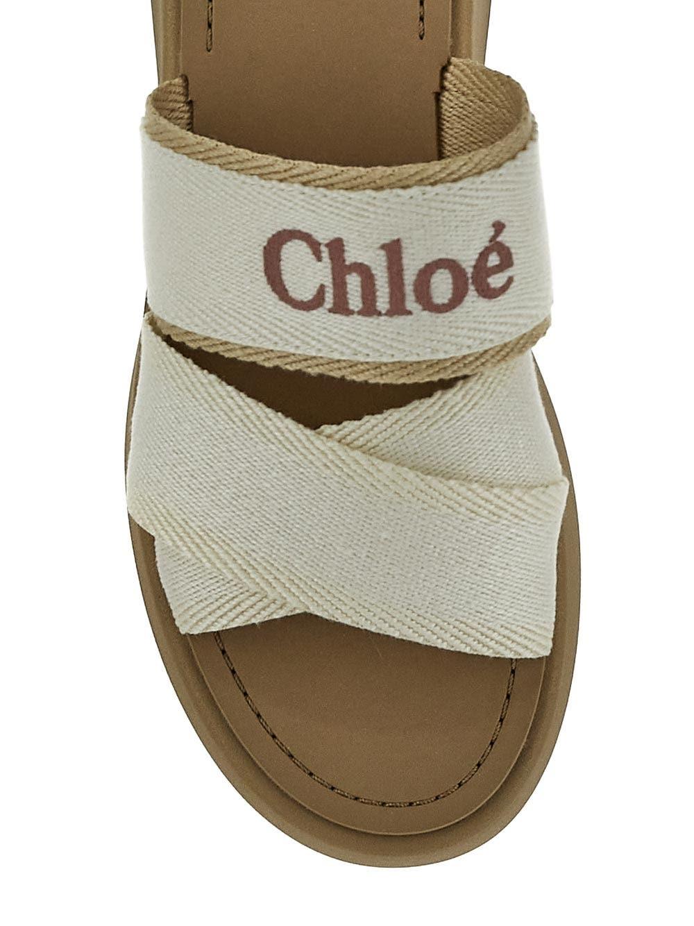 Chloé Logo Slide in Natural | Lyst