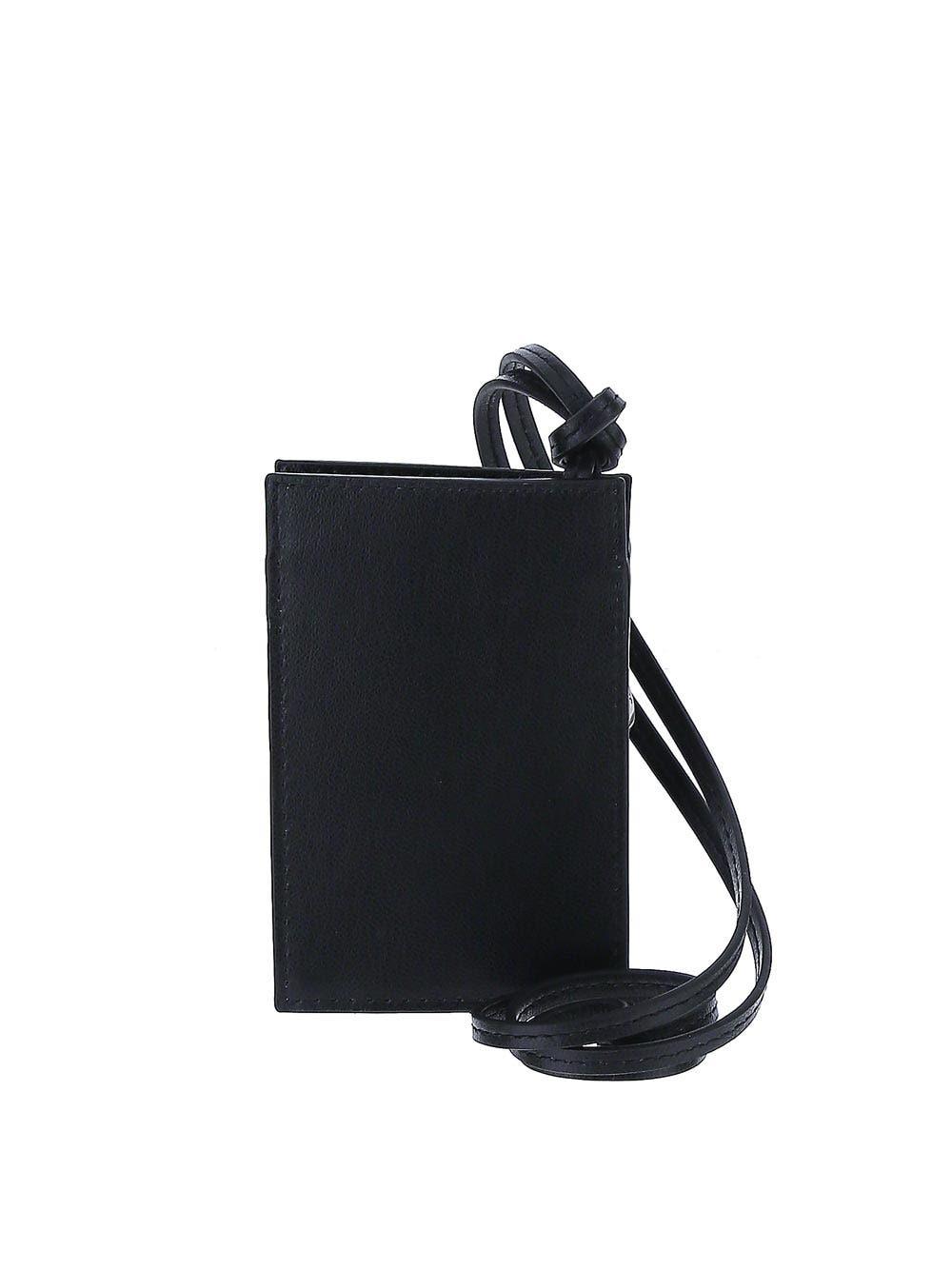 JACQUEMUS: Le Porte leather wallet with shoulder strap - Black