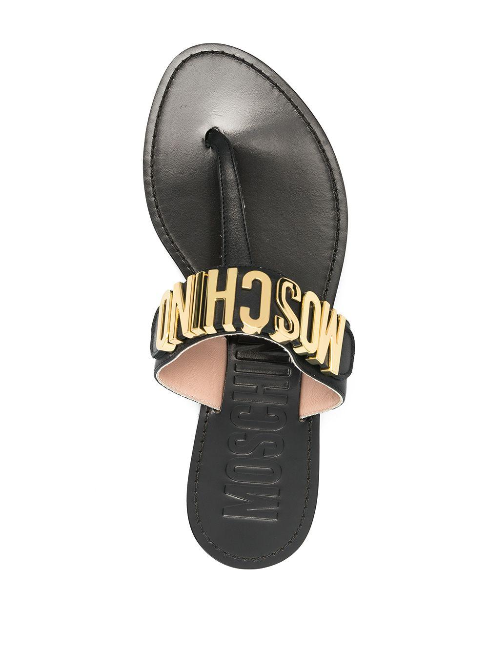 Moschino Logo Plaque Leather Thong Sandals | Lyst