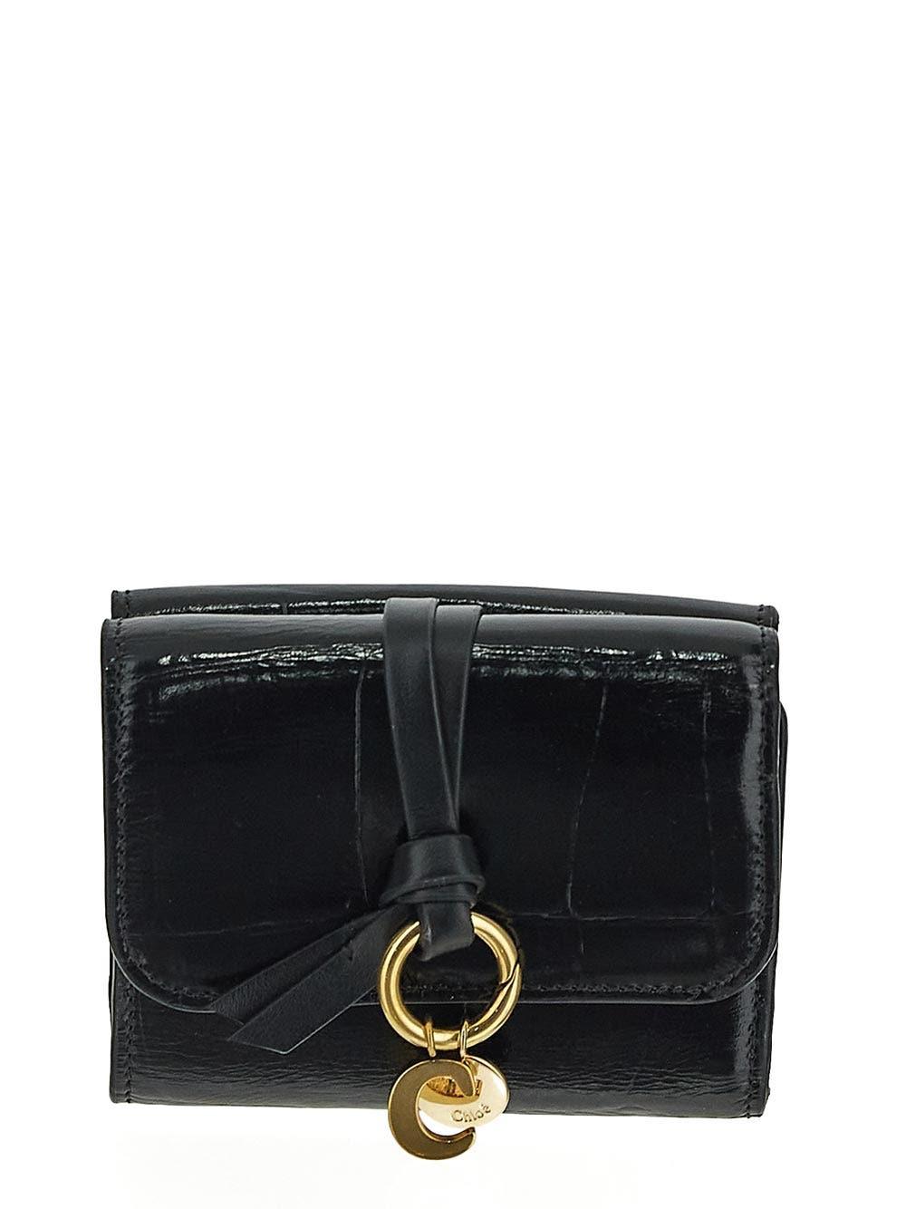 ★Chloe★ Small Alphabet 3-fold Wallet Black CHC21WP945F5700 CHLOE Alphabet Small Trifold Wallet Black CHC21WP945F57