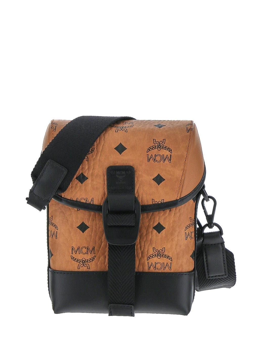 MCM Aren N/s Crossbody In Visetos in Black Lyst