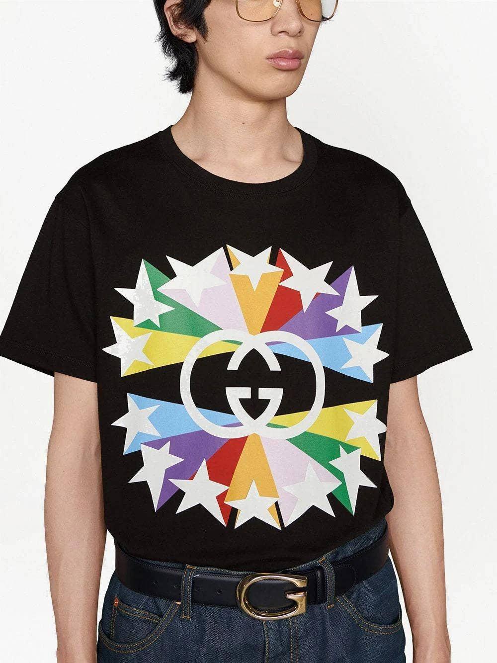 Gucci Interlocking G Star Burst Print T-shirt Black for Men Lyst