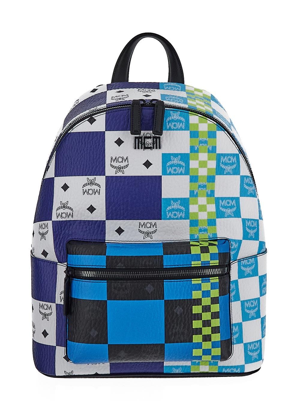 MCM Star Backpack In Checkerboard Visetos in Blue | Lyst