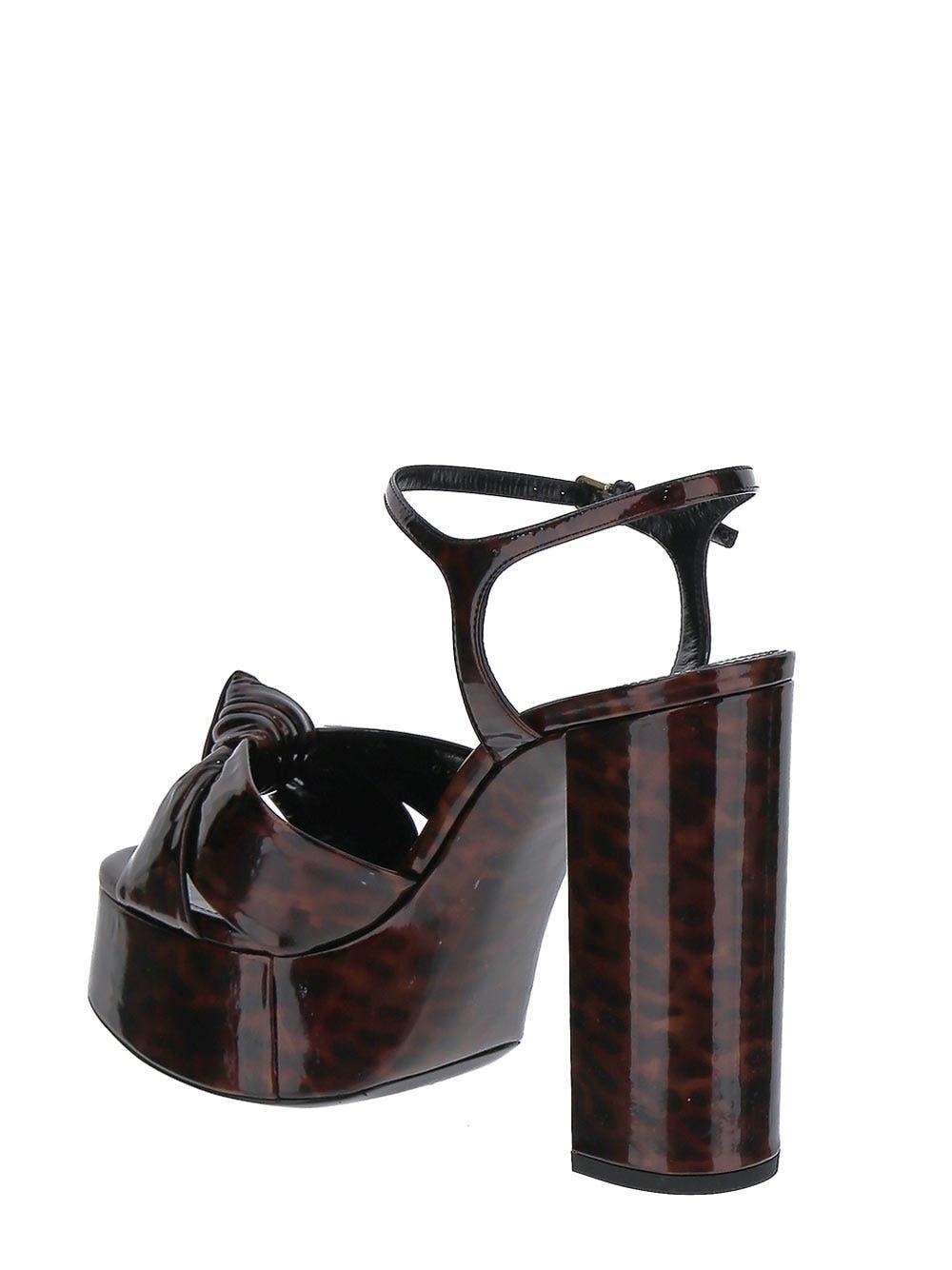 Saint Laurent Bianca Sandals In Tortoiseshell Patent Leather in Black | Lyst