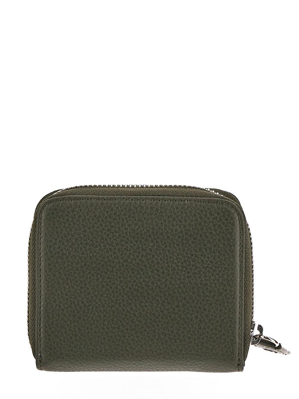 Vivienne Westwood Grain Leather Medium Zip Wallet in Green | Lyst