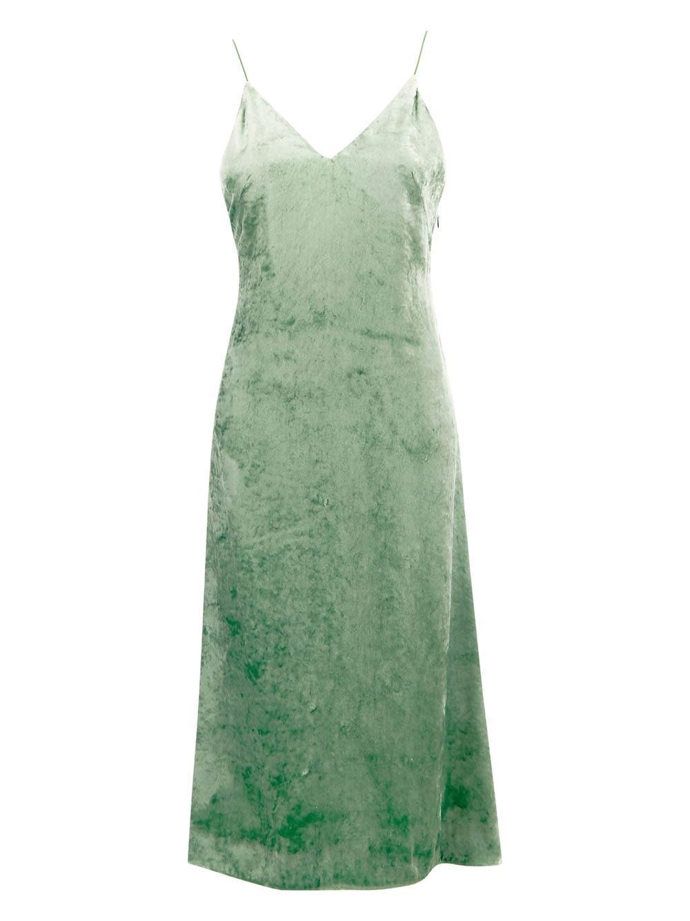 Jil Sander Washed Velvet Dress in Green | Lyst