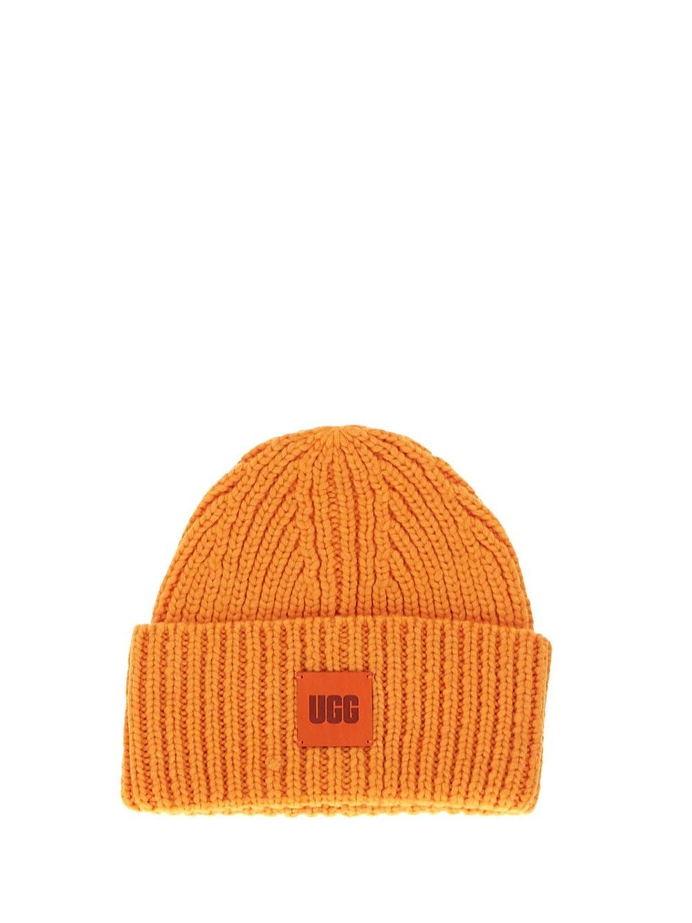 ribbed orange beanie