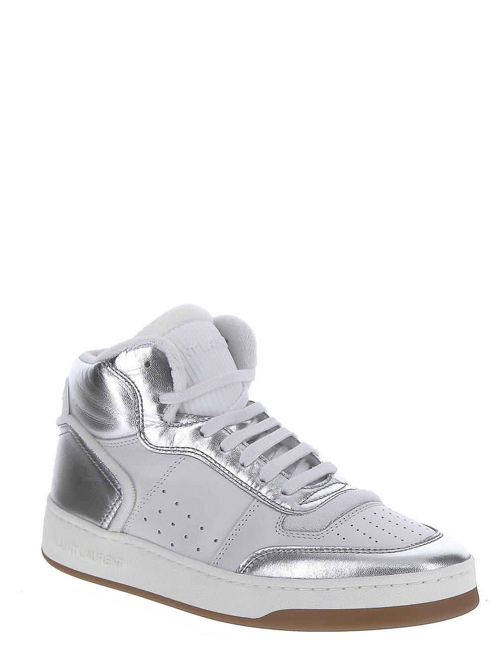 Saint Laurent Sl/80 Mid-top Sneakers In Smooth And Grained Leather 