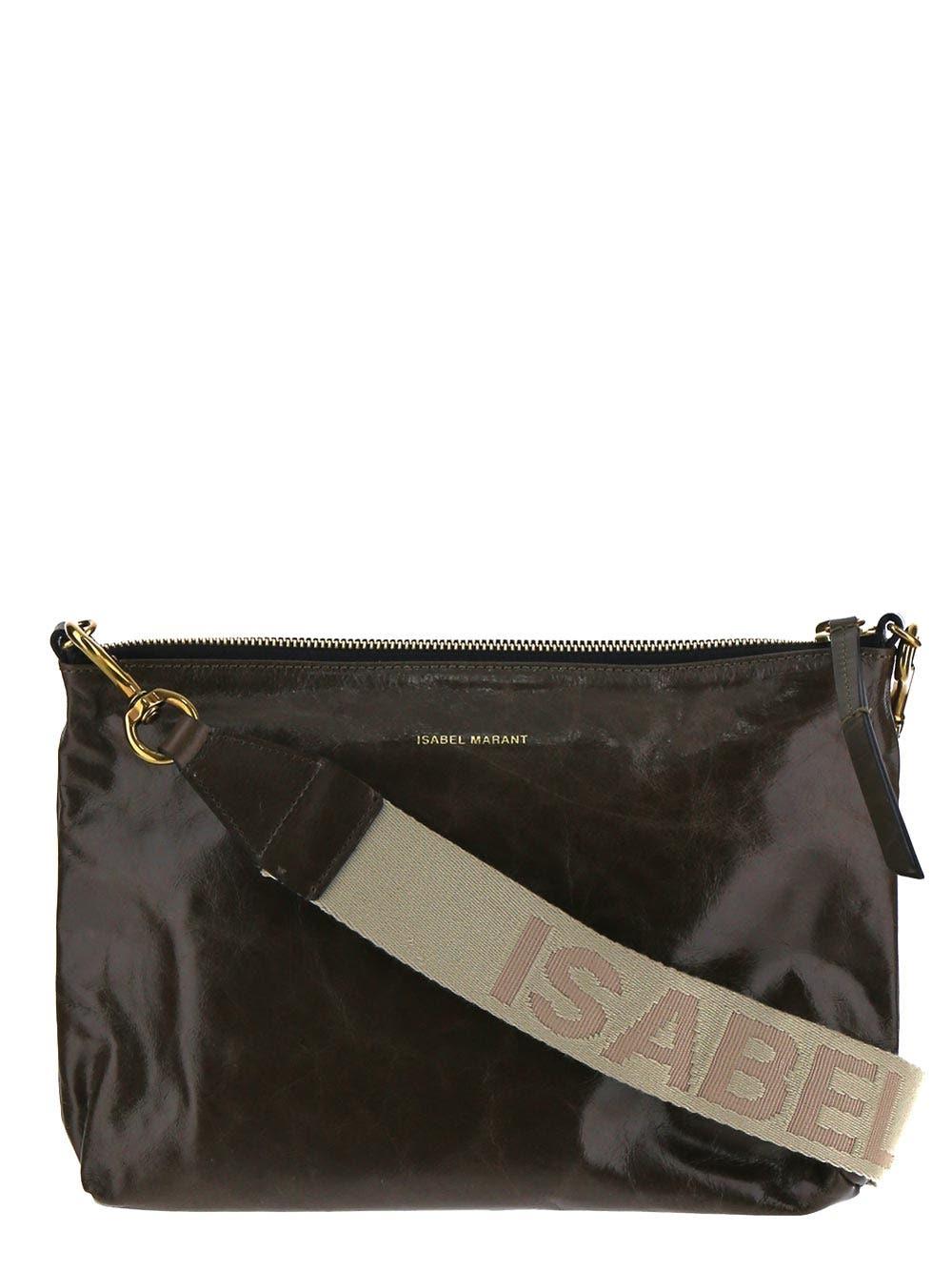 Isabel Marant Leather Logo Printed Zipped Crossbody Bag in Orange Womens Bags Shoulder bags 