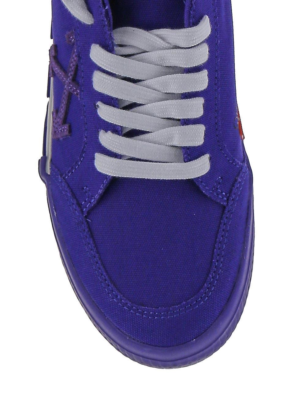 Off-White Virgil Abloh Low Vulcanized Black Purple Canvas Sneakers