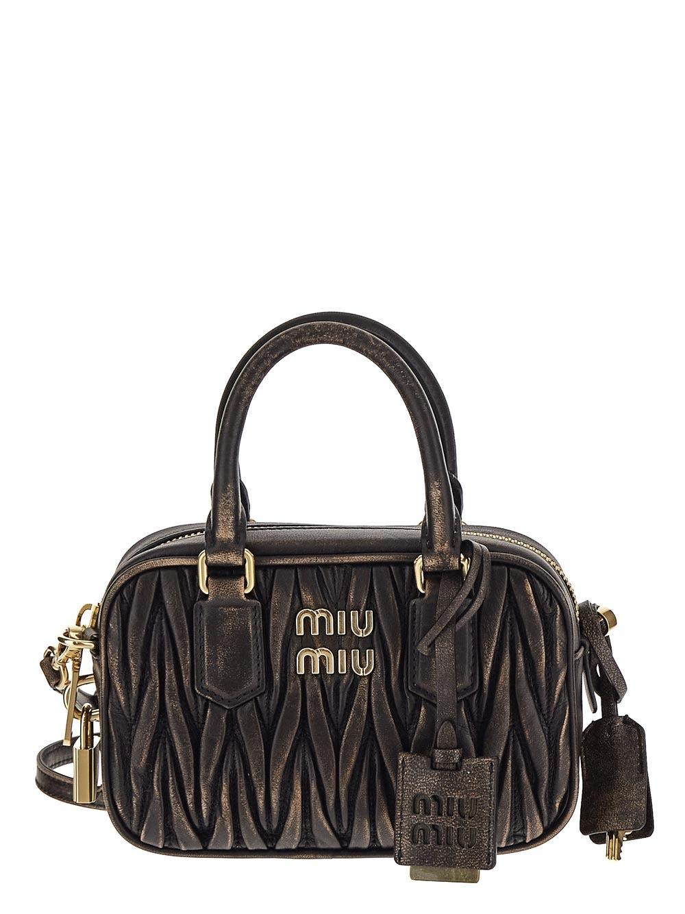 Miu Miu Matelassé Nappa Leather Tophandles Bag in Black Lyst