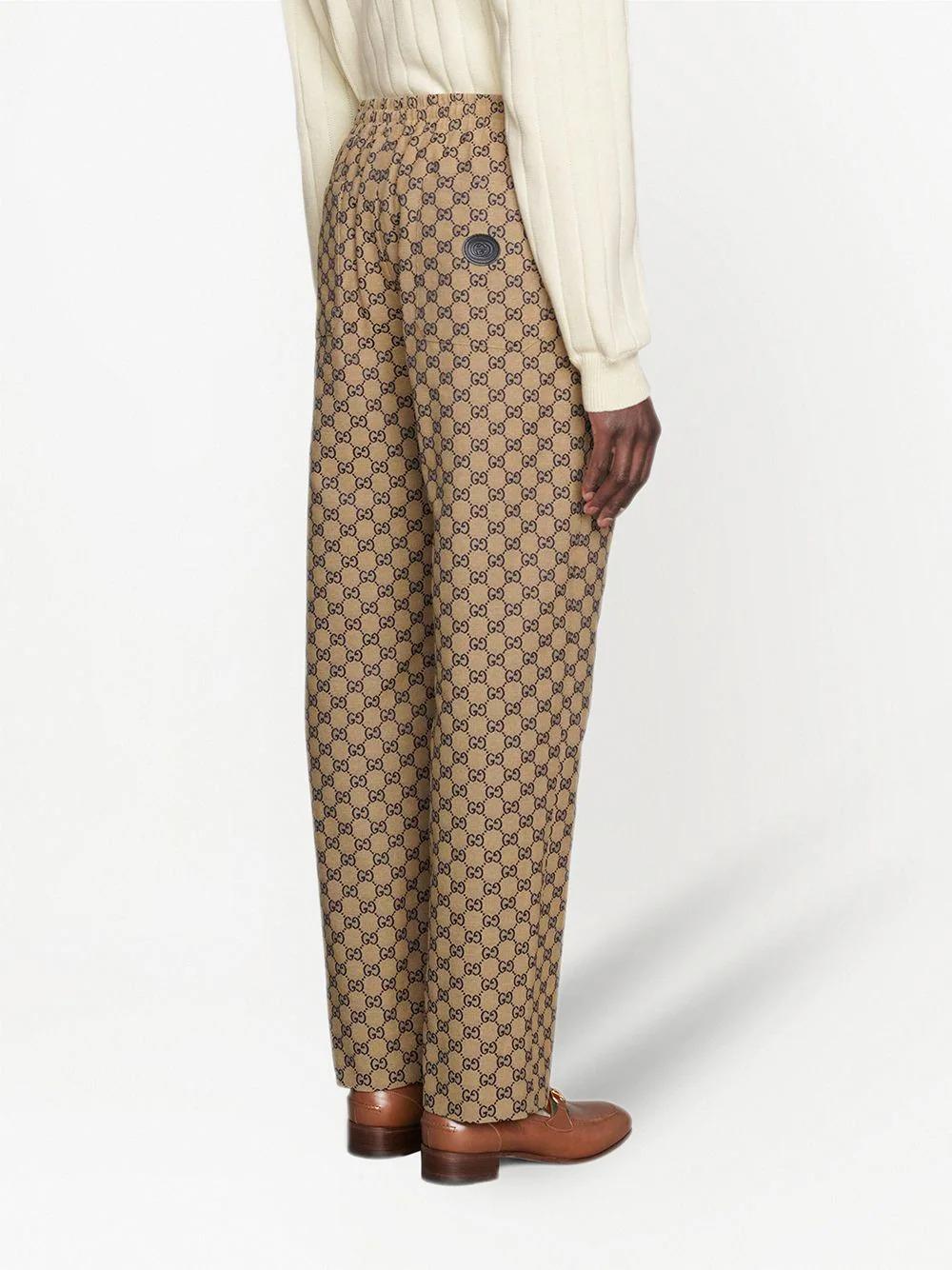 Gucci Monogram-print Drawstring Trousers in Brown for Men | Lyst