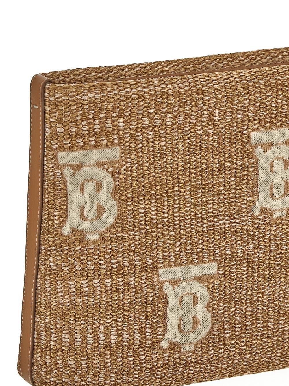 Burberry Monogram Raffia-effect Zip Pouch in Brown