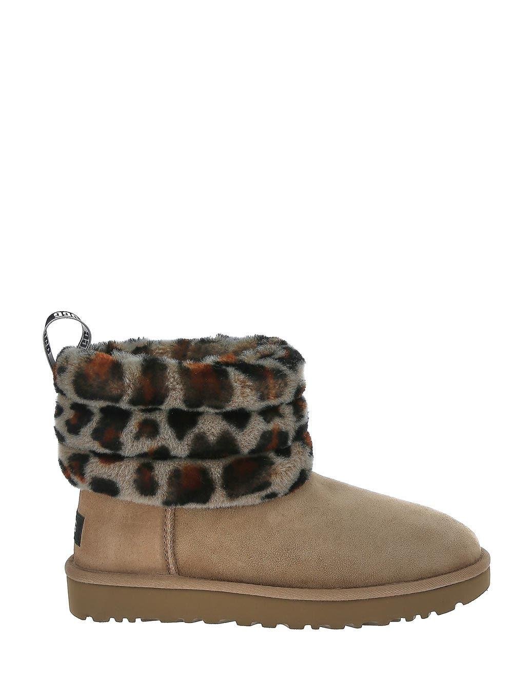 UGG Fluff Mini Quilted Leopard in Natural | Lyst