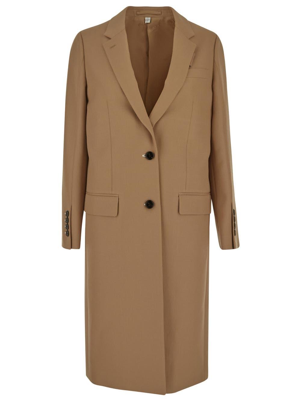 Burberry Wool Tailored Coat in Beige (Natural) | Lyst
